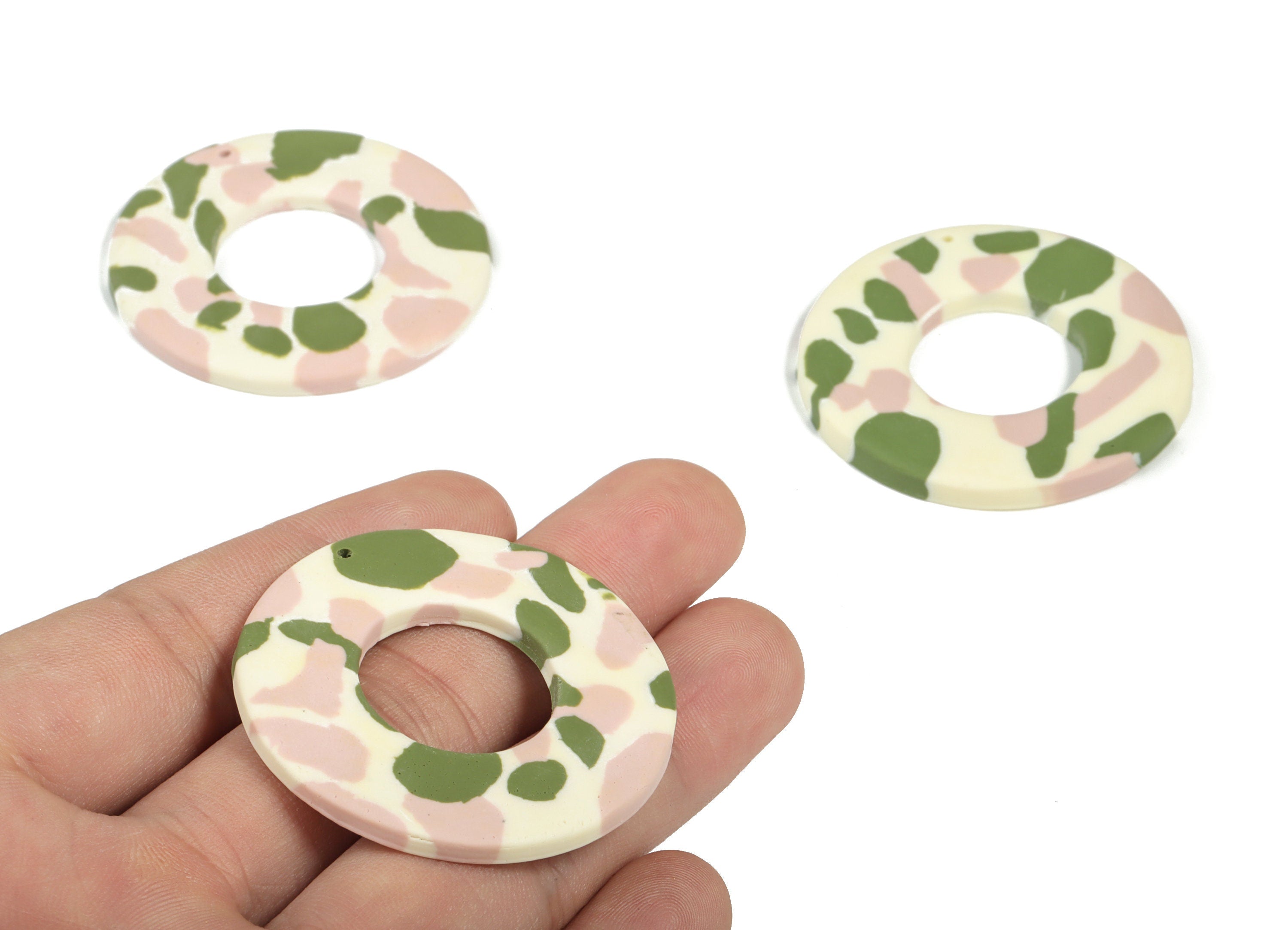 PolymerClay Round Earring Charms - PolymerClay Circle Pandant - Earring Findings - Jewelry Handmade - 44.77x44.5x3.61mm - PC2290A - DOMEDBAZAAR