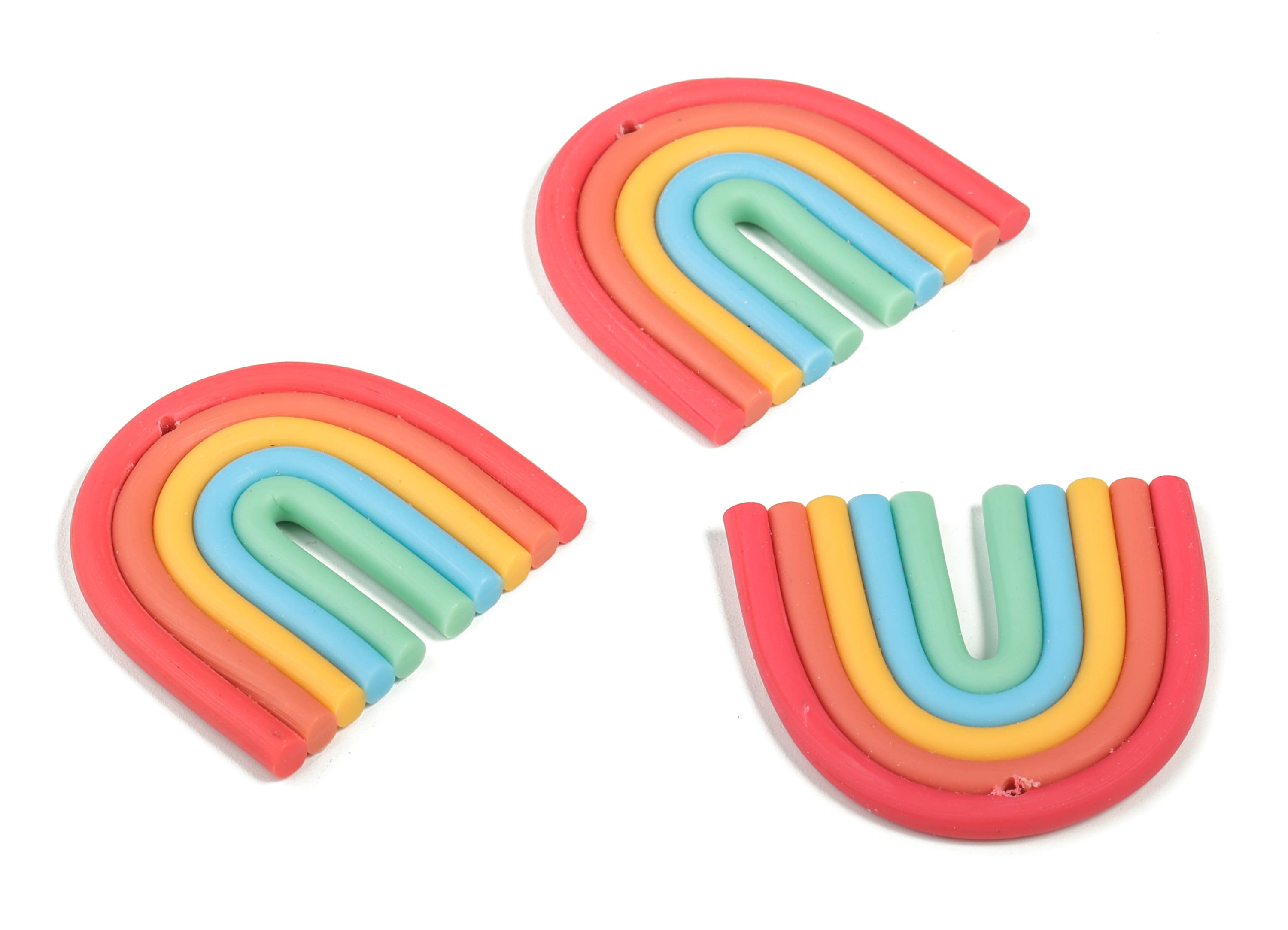 Polymer Clay Rainbow Earring Charms - Polymer Clay Rainbow Pandant - Earring Findings - Jewelry Handmade - 41.87x39.96x3.97mm - PC2251B - DOMEDBAZAAR