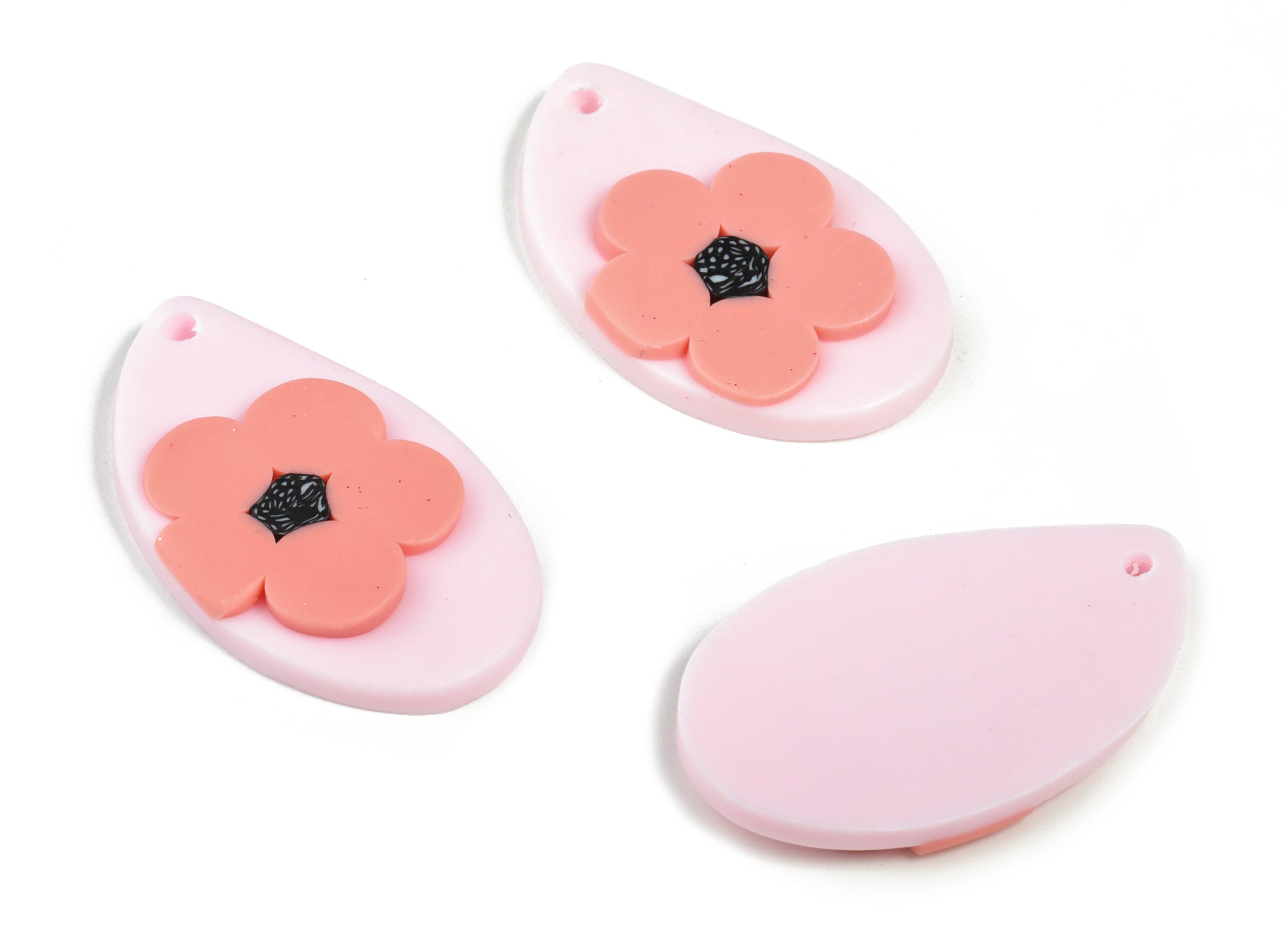 PolymerClay Drop Flower Earring Charms - PolymerClay Drop Flower Pandant - Earring Findings - Jewelry Handmade - 32.92x19.62x4.7mm - PC2272A - DOMEDBAZAAR