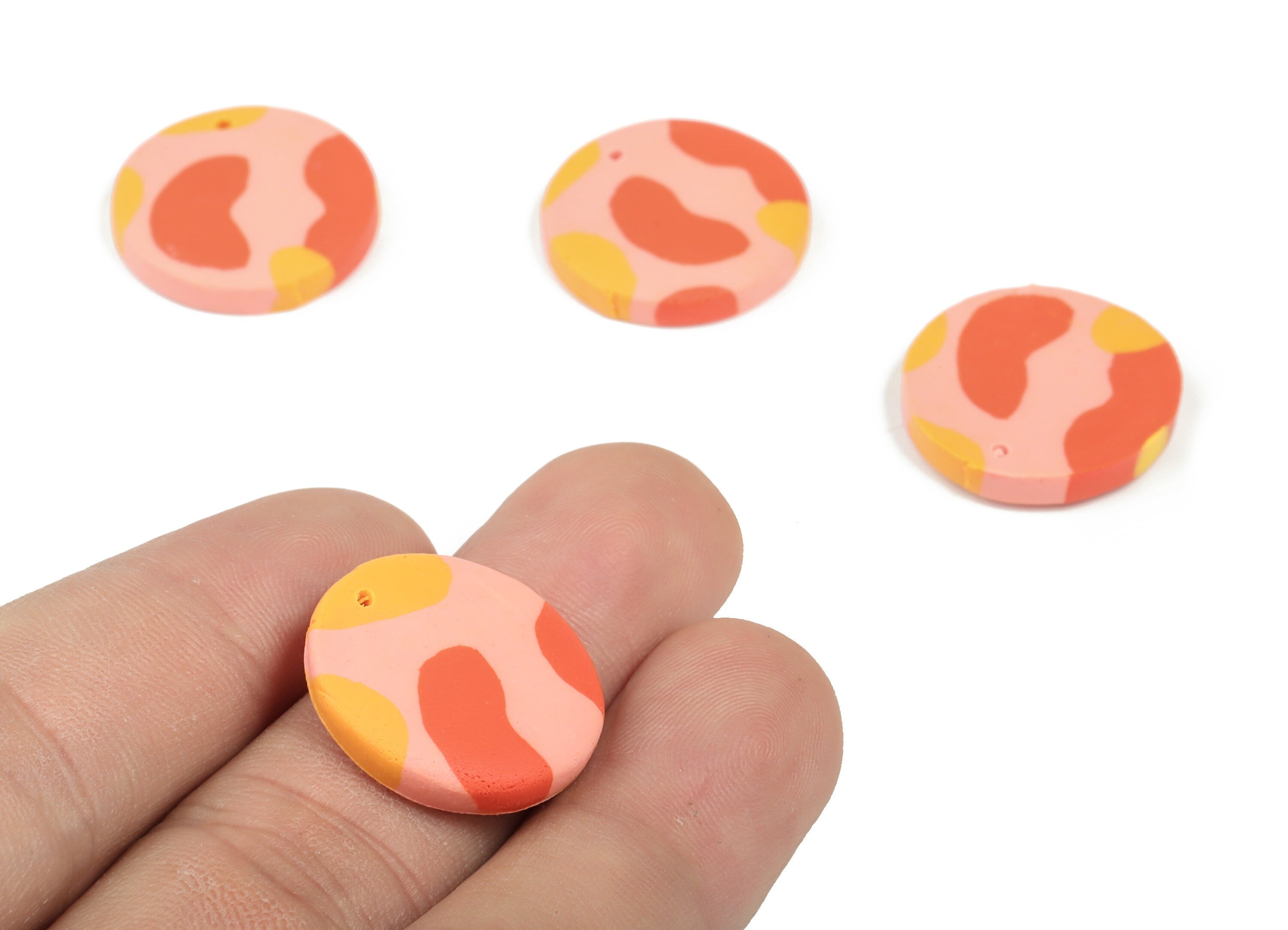 PolymerClay Round Earring Charms - PolymerClay Circle Pandant - Earring Findings - Jewelry Handmade - 20.52x19.9x30.01mm - PC2295B - DOMEDBAZAAR
