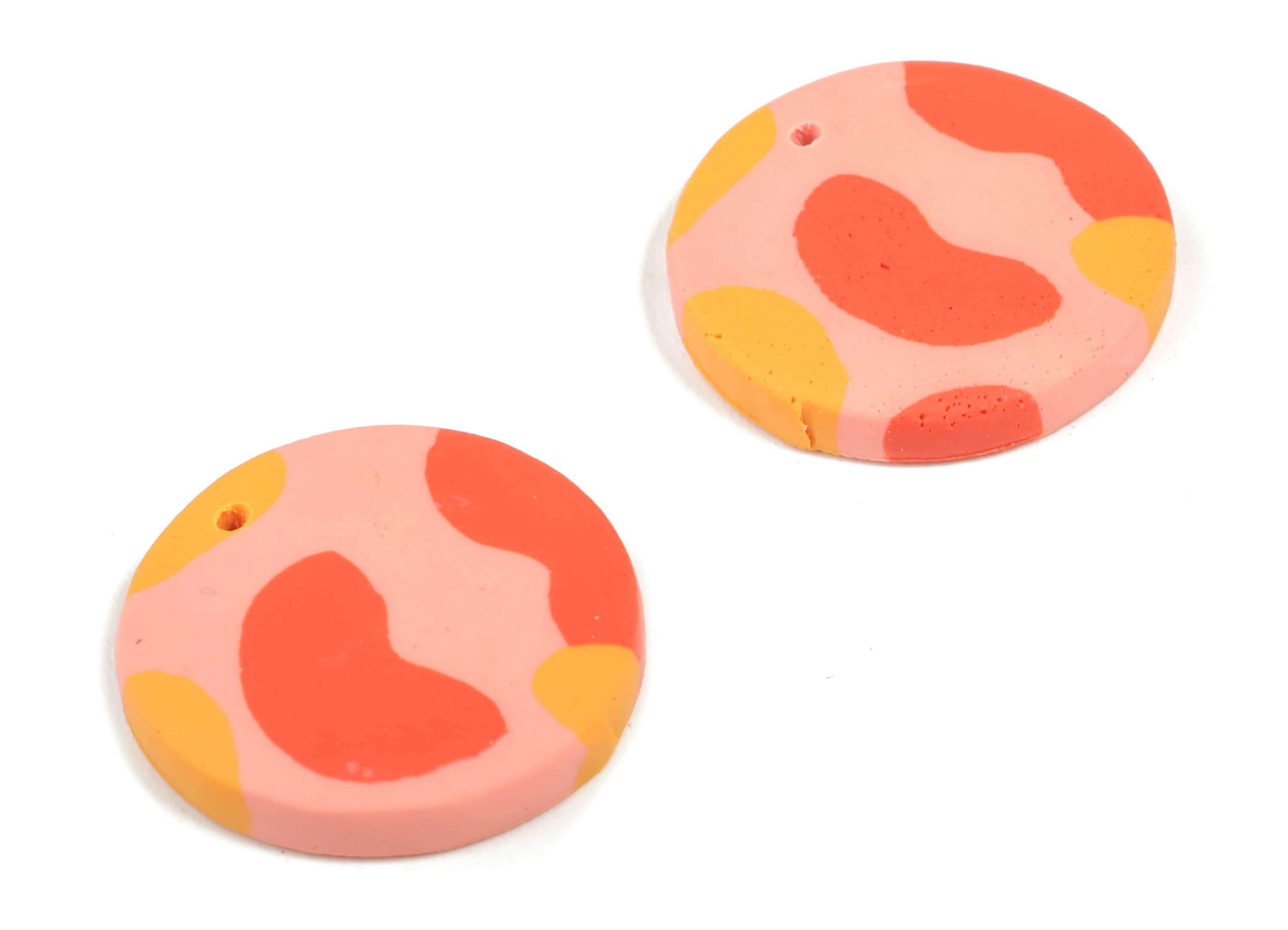 PolymerClay Round Earring Charms - PolymerClay Circle Pandant - Earring Findings - Jewelry Handmade - 20.52x19.9x30.01mm - PC2295B - DOMEDBAZAAR