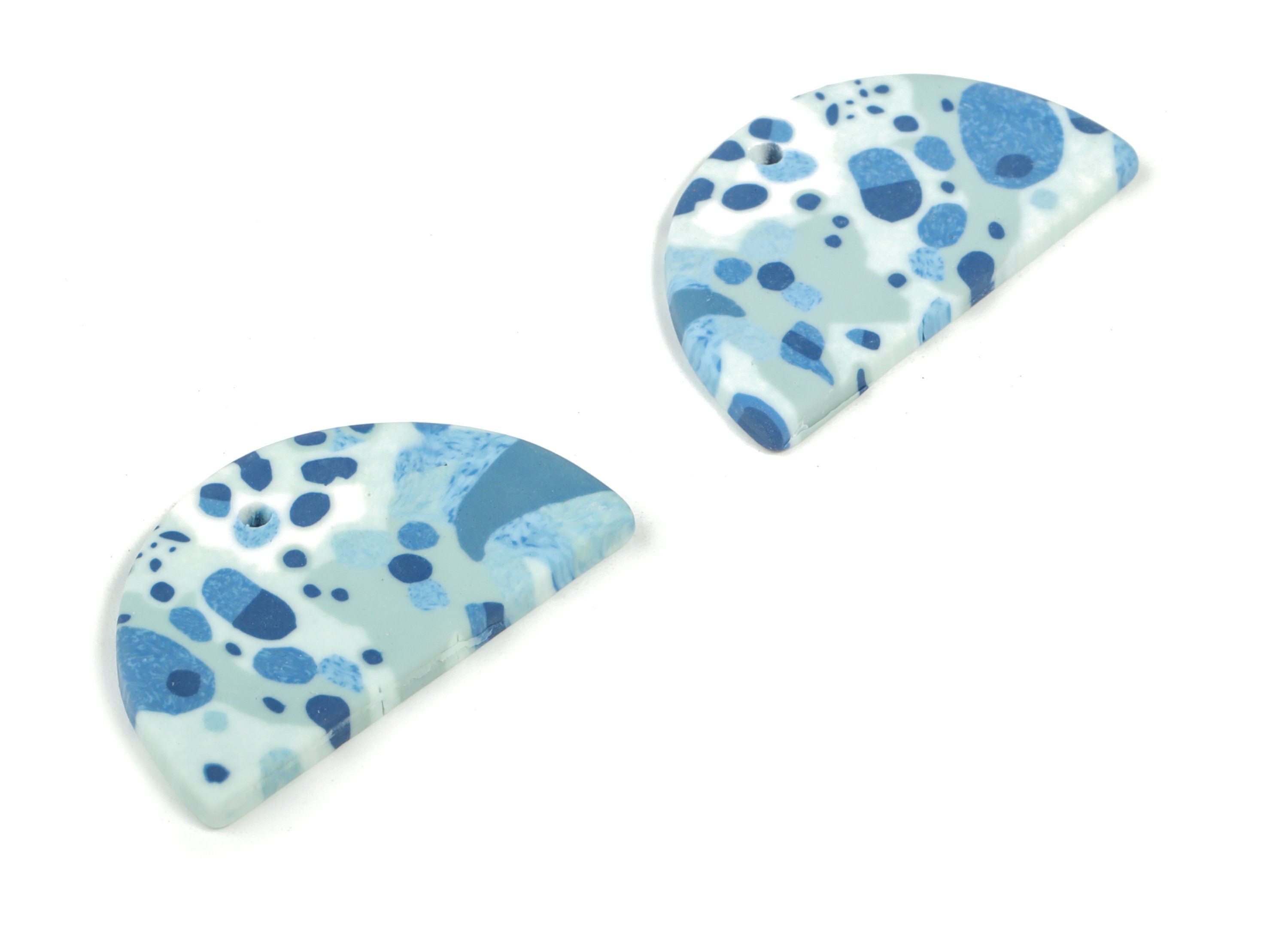 Polymer Clay Half Moon Earring Charms - Polymer Clay Semicircle Pendant - Earring Findings - Jewelry Handmade - 31.18x18.22x2.92mm - PC2286B - DOMEDBAZAAR