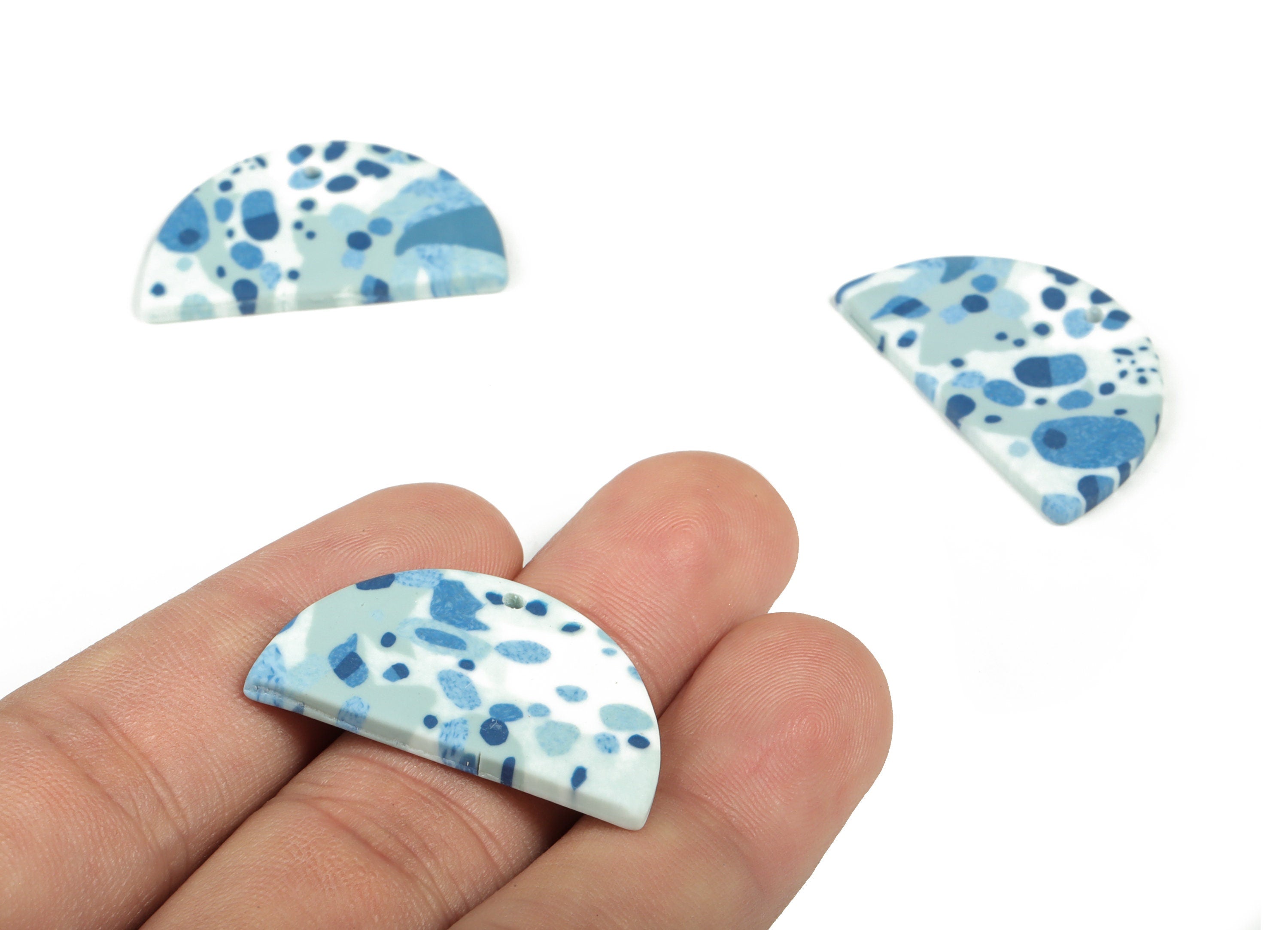 Polymer Clay Half Moon Earring Charms - Polymer Clay Semicircle Pendant - Earring Findings - Jewelry Handmade - 31.18x18.22x2.92mm - PC2286B - DOMEDBAZAAR