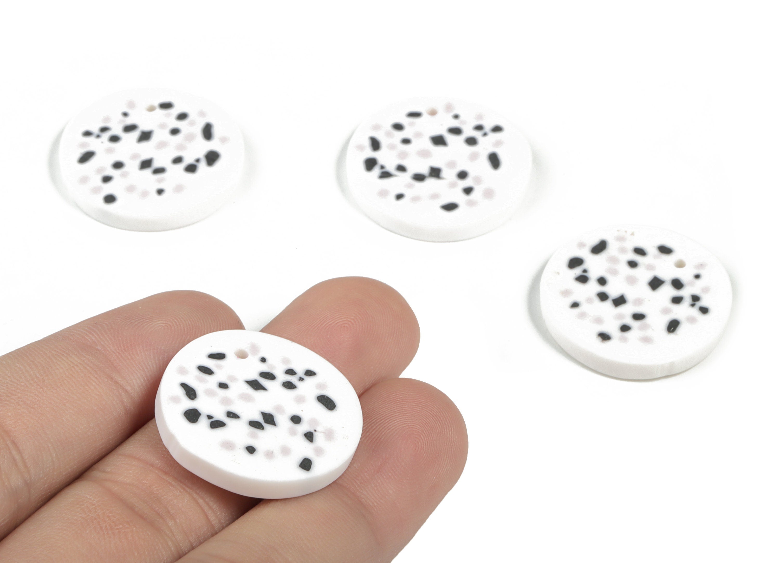 PolymerClay Round Earring Charms - PolymerClay Circle Pandant - Earring Findings - Jewelry Handmade - 25.79x25.07x3.88mm - PC2295 - DOMEDBAZAAR