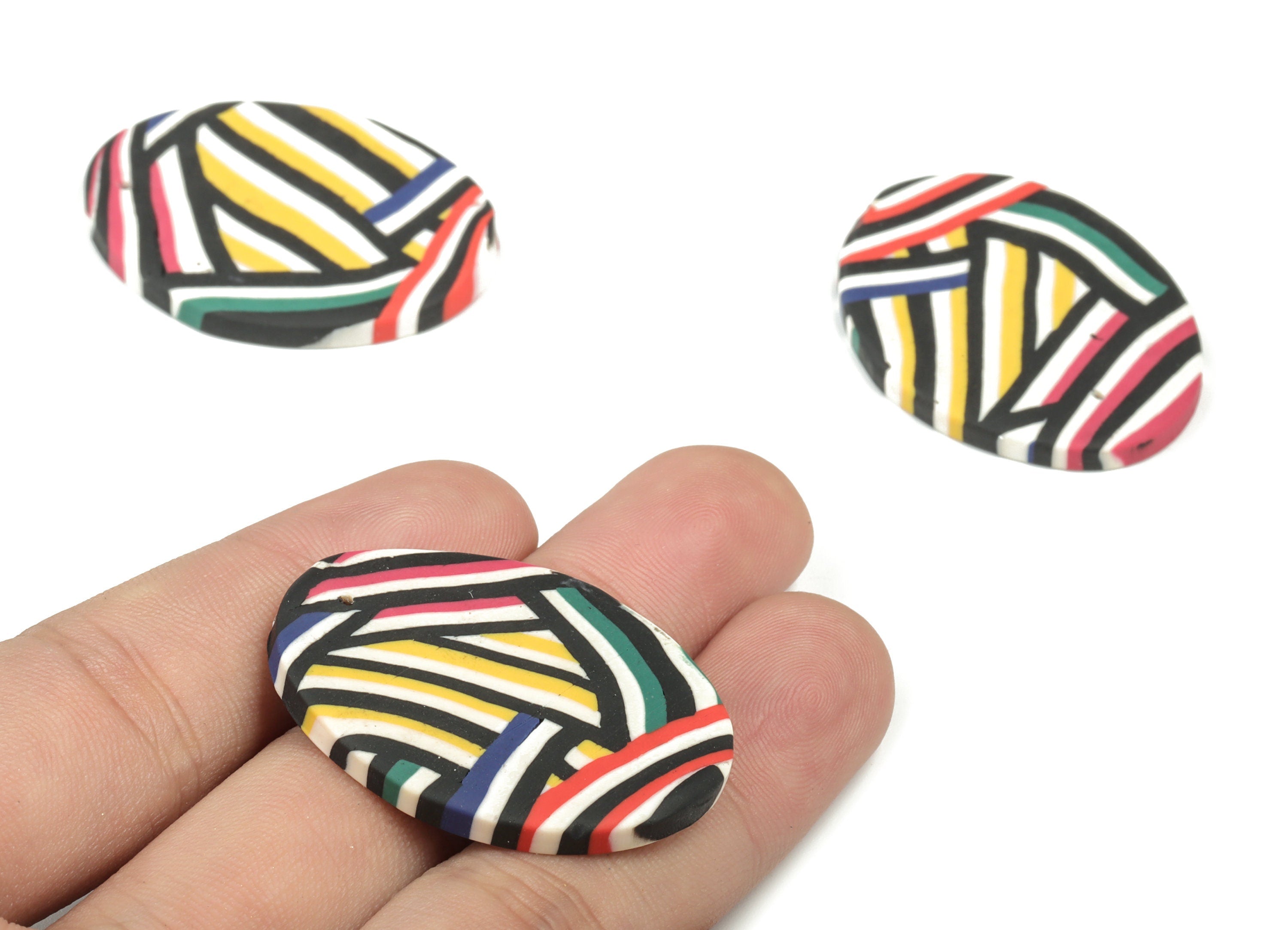 PolymerClay Oval Earring Charms - PolymerClay Oval Pandant - Earring Findings - Jewelry Handmade - 37.73x29.04x3.24mm - PC2275 - DOMEDBAZAAR