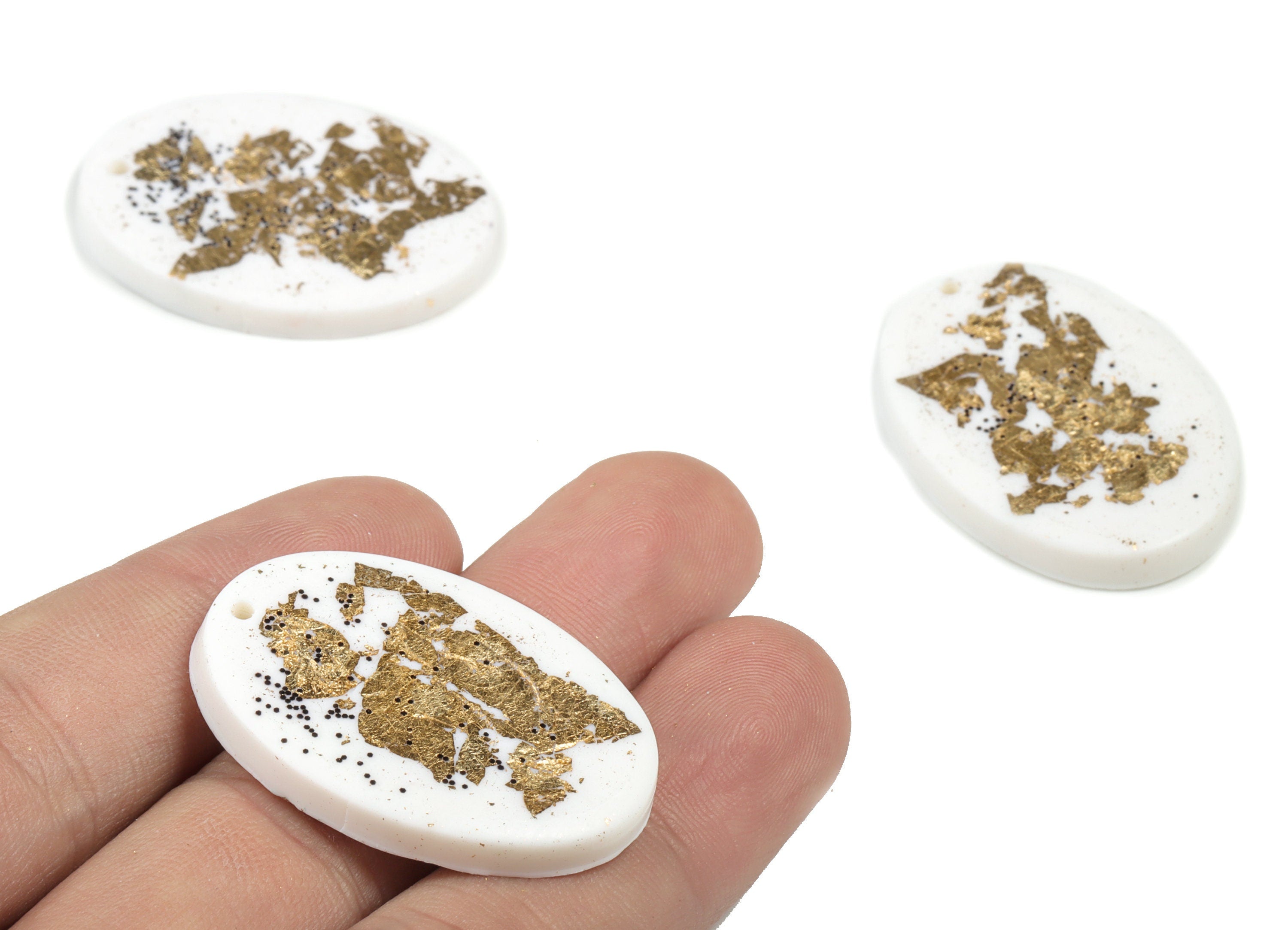 PolymerClay Oval Earring Charms - PolymerClay Oval Pandant - Earring Findings - Jewelry Handmade - 35.59x25x4.13mm- PC2268A - DOMEDBAZAAR