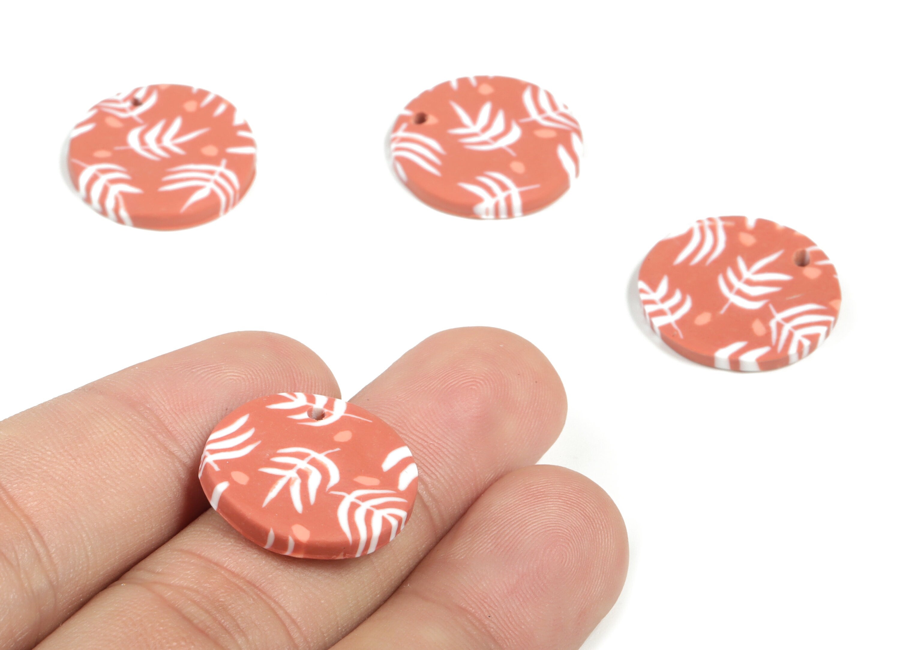 Polymer Clay Round Earring Charms - Polymer Clay Circle Pendant - Earring Findings - Jewellery Handmade - 19.79x19.69x3mm - PC2295A - DOMEDBAZAAR