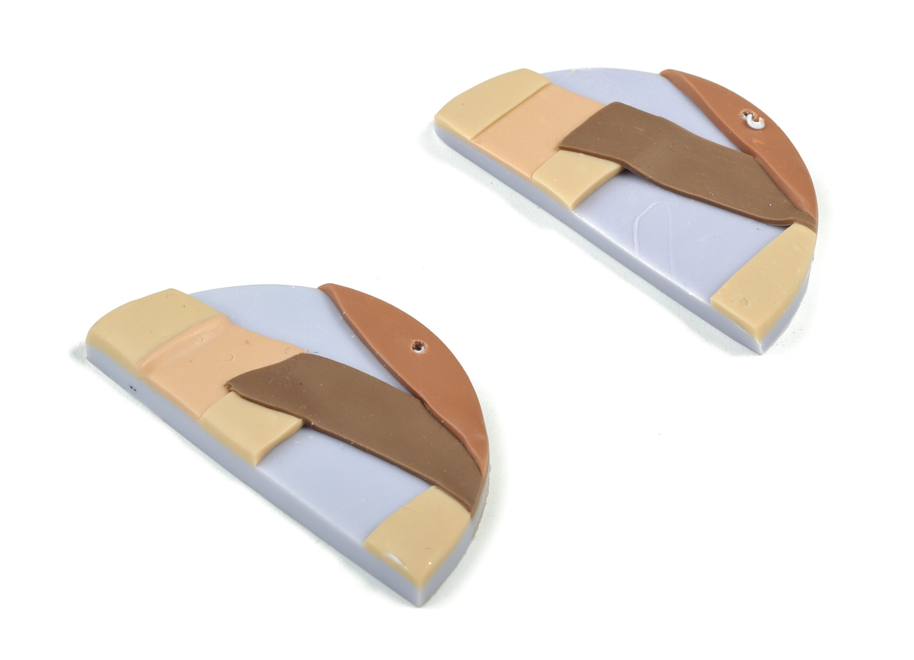 PolymerClay Half Moon Earring Charms - PolymerClay Semicircle Pandant - Earring Findings - Jewelry Handmade - 40.25x21.12x4.38mm- PC2273A - DOMEDBAZAAR