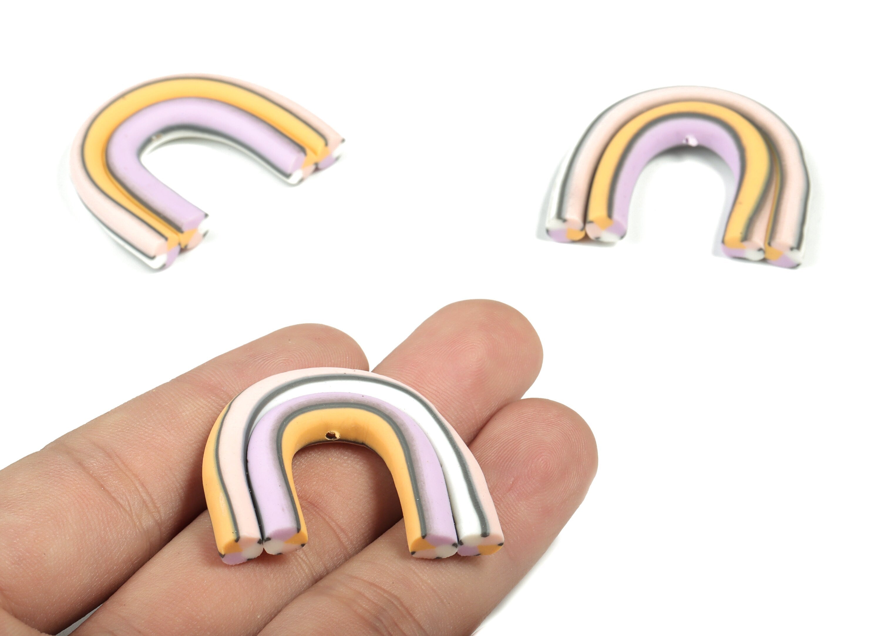 PolymerClay Rainbow Earring Charms - PolymerClay Rainbow Pandant - Earring Findings - Jewelry Handmade - 34.22x29.59x5.97mm - PC2262 - DOMEDBAZAAR