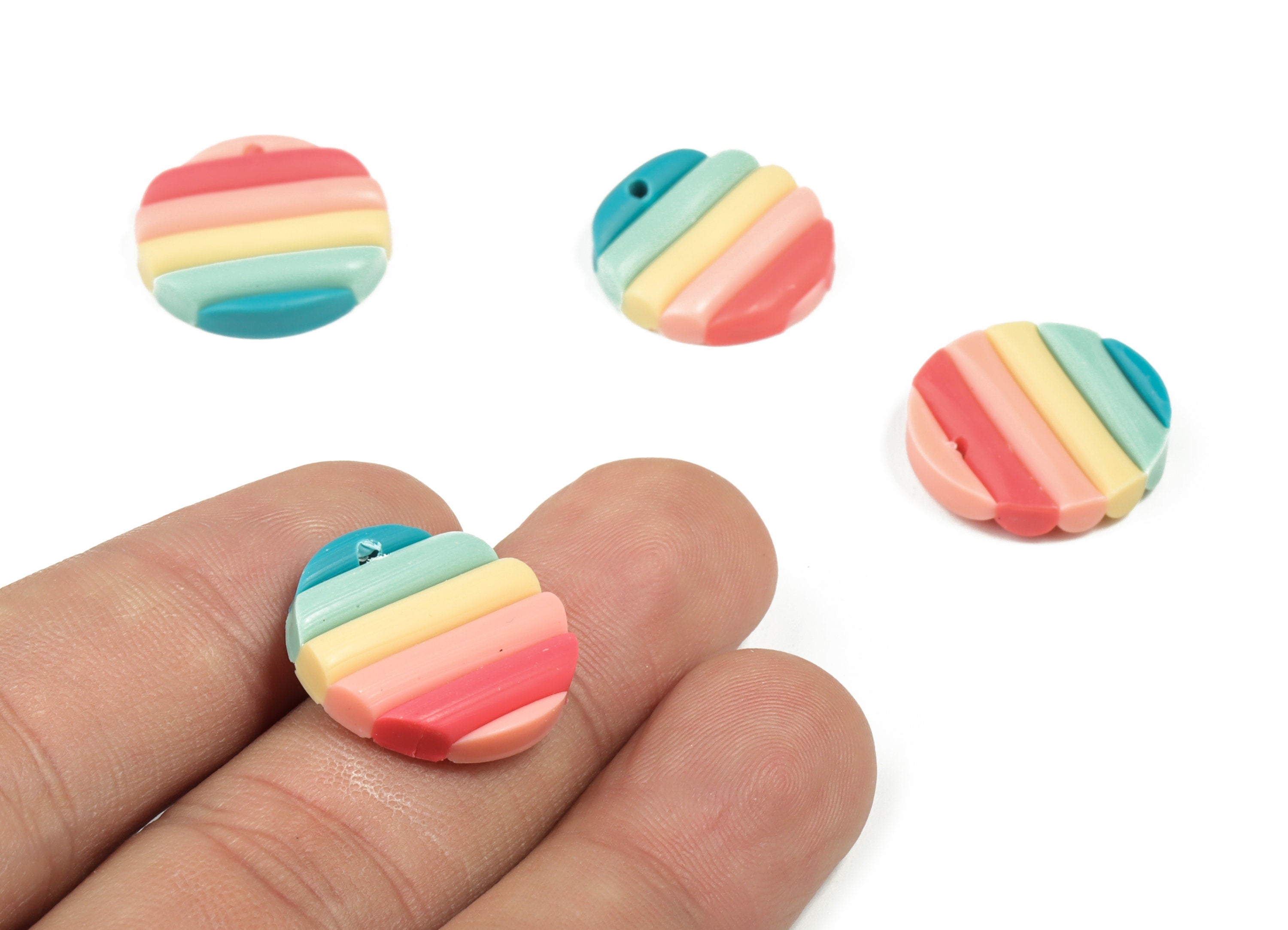 PolymerClay Round Earring Charms - PolymerClay Circle Pandant - Earring Findings - Jewelry Handmade - 18.92x18.64x3.8mm - PC2298B - DOMEDBAZAAR