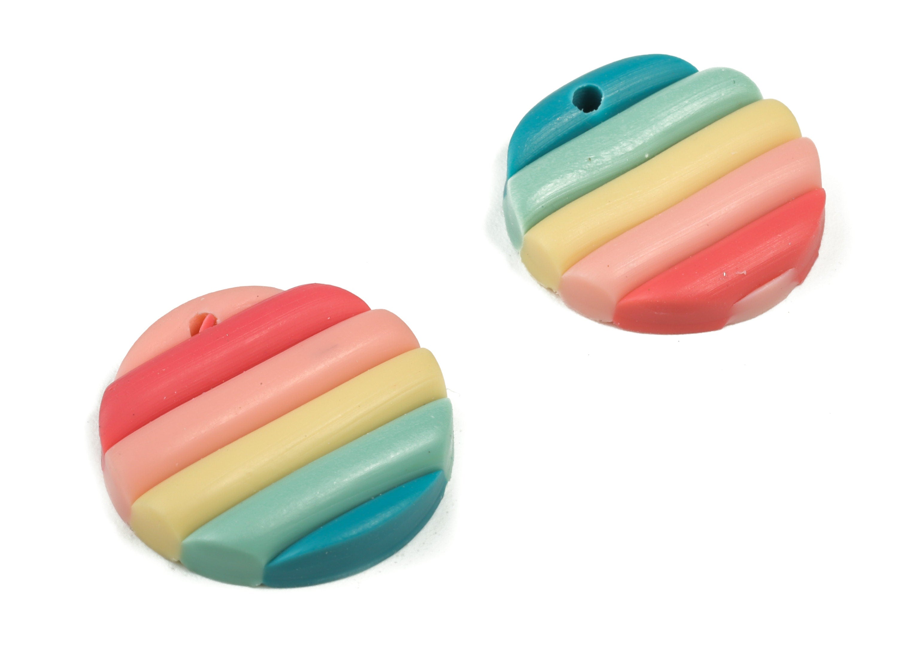 PolymerClay Round Earring Charms - PolymerClay Circle Pandant - Earring Findings - Jewelry Handmade - 18.92x18.64x3.8mm - PC2298B - DOMEDBAZAAR