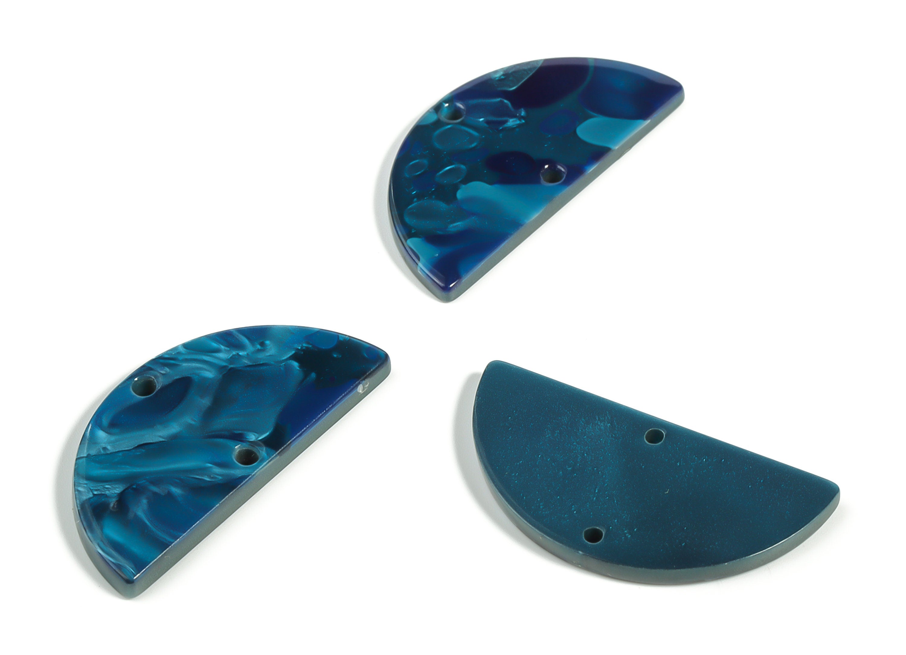 Acrylic Semicircle Earring Connectors - Acrylic Half Moon Charms - 2 Holes - Jewelry Supplies - Color Code:A631 - 34x17x2.2mm - AC1218-A631 - DOMEDBAZAAR