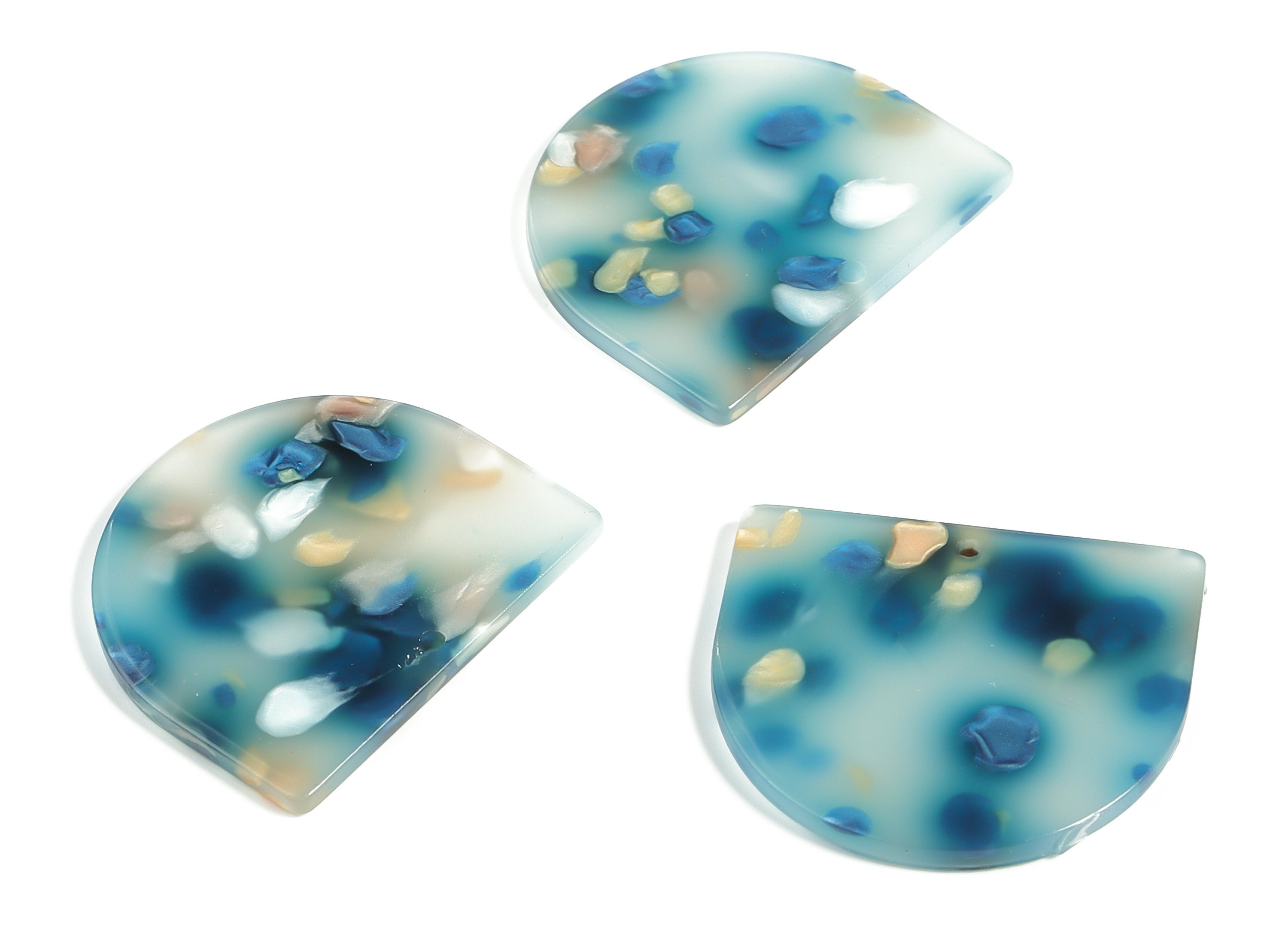 Acrylic D Earring Charms - Semi Circle Pendant - Earring Findings - Jewelry Supplies - Color Code: A600 - 33.43x29.14x2.25mm - AC1094-A600 - DOMEDBAZAAR