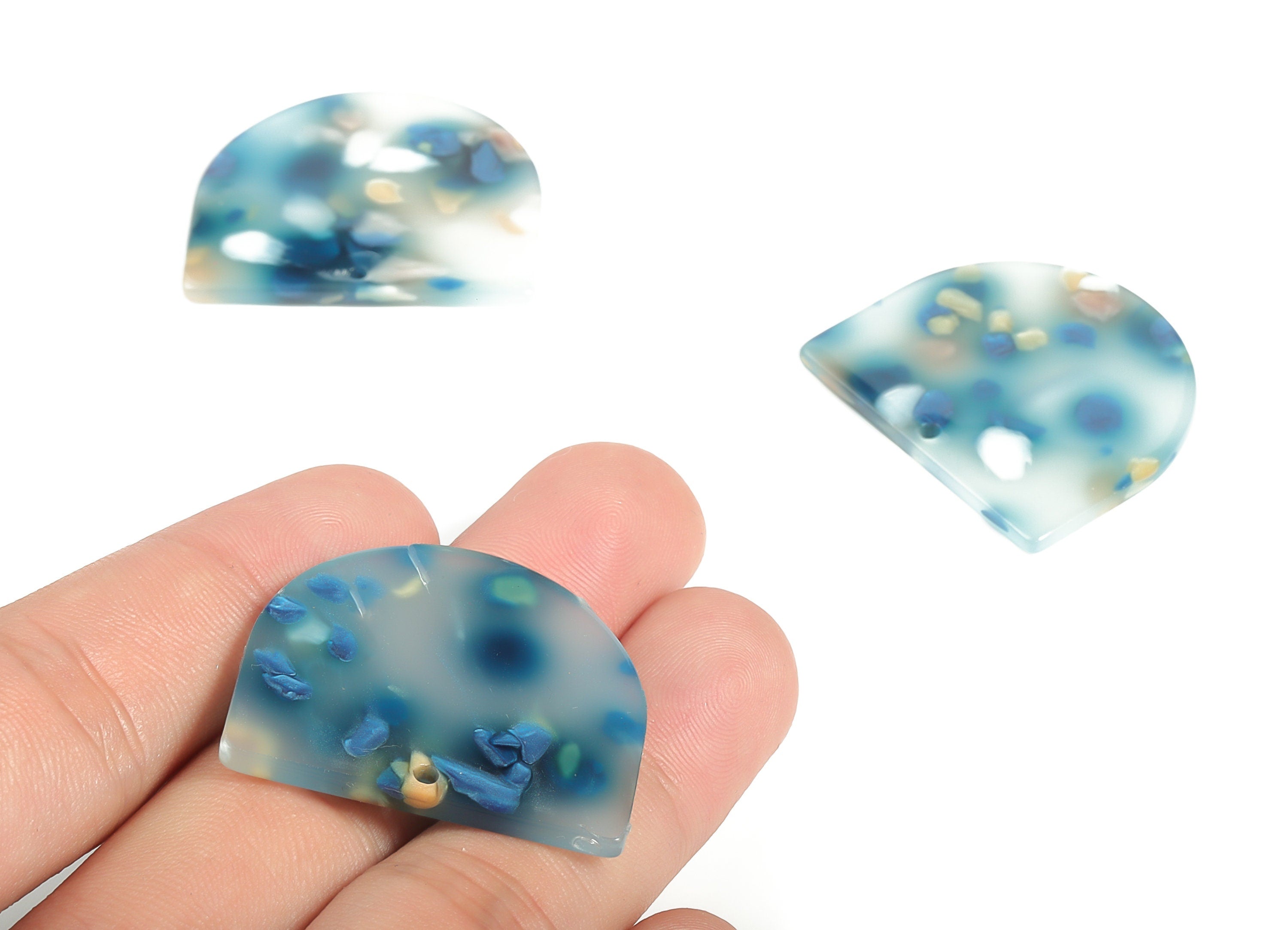 Acrylic D Earring Charms - Semi Circle Pendant - Earring Findings - Jewelry Supplies - Color Code: A600 - 33.43x29.14x2.25mm - AC1094-A600 - DOMEDBAZAAR