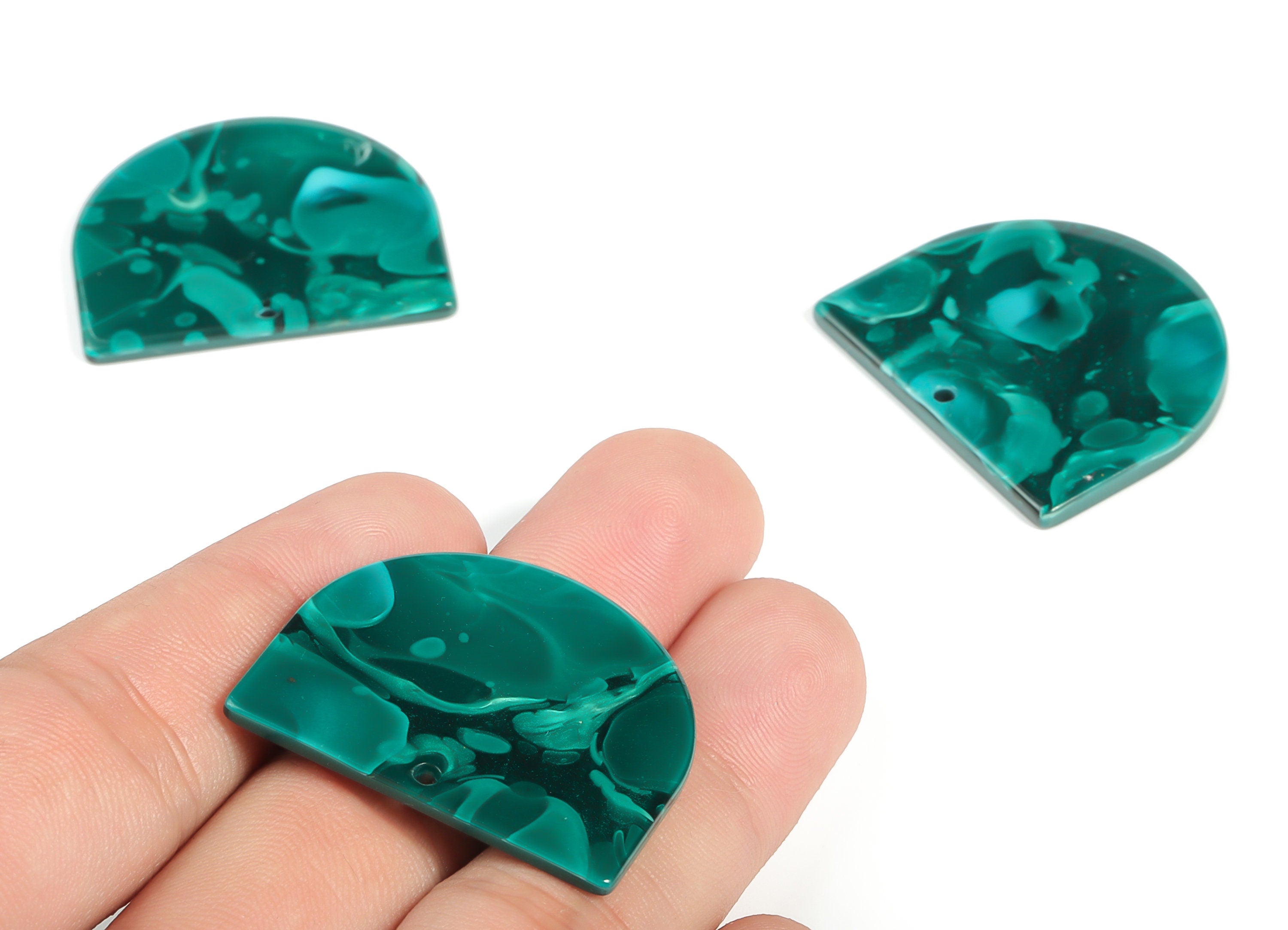 Acrylic D Earring Charms - Semi Circle Pendant - Earring Findings - Jewelry Supplies - Color Code: A624 - 33.48x29.28x2.79mm - AC1094-A624 - DOMEDBAZAAR