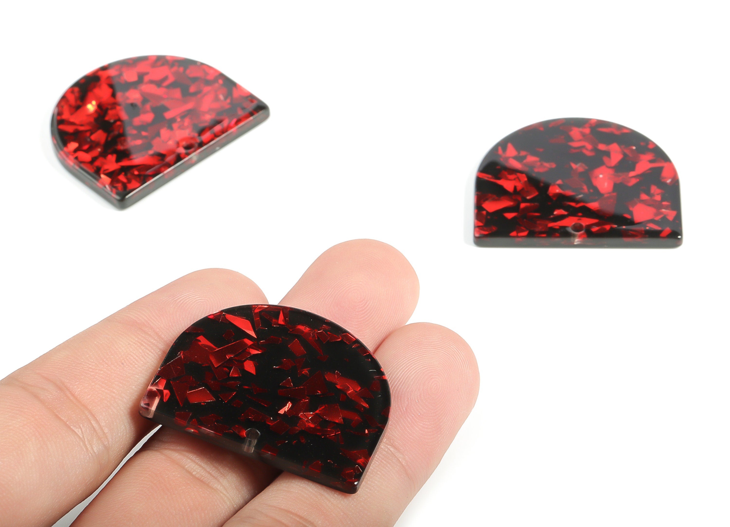 Acrylic D Earring Charms - Semi circle Pendant - Earring Findings - Jewelry Supplies - Color Code: A637 - 33.36x29.18x2.78mm - AC1094-A637 - DOMEDBAZAAR