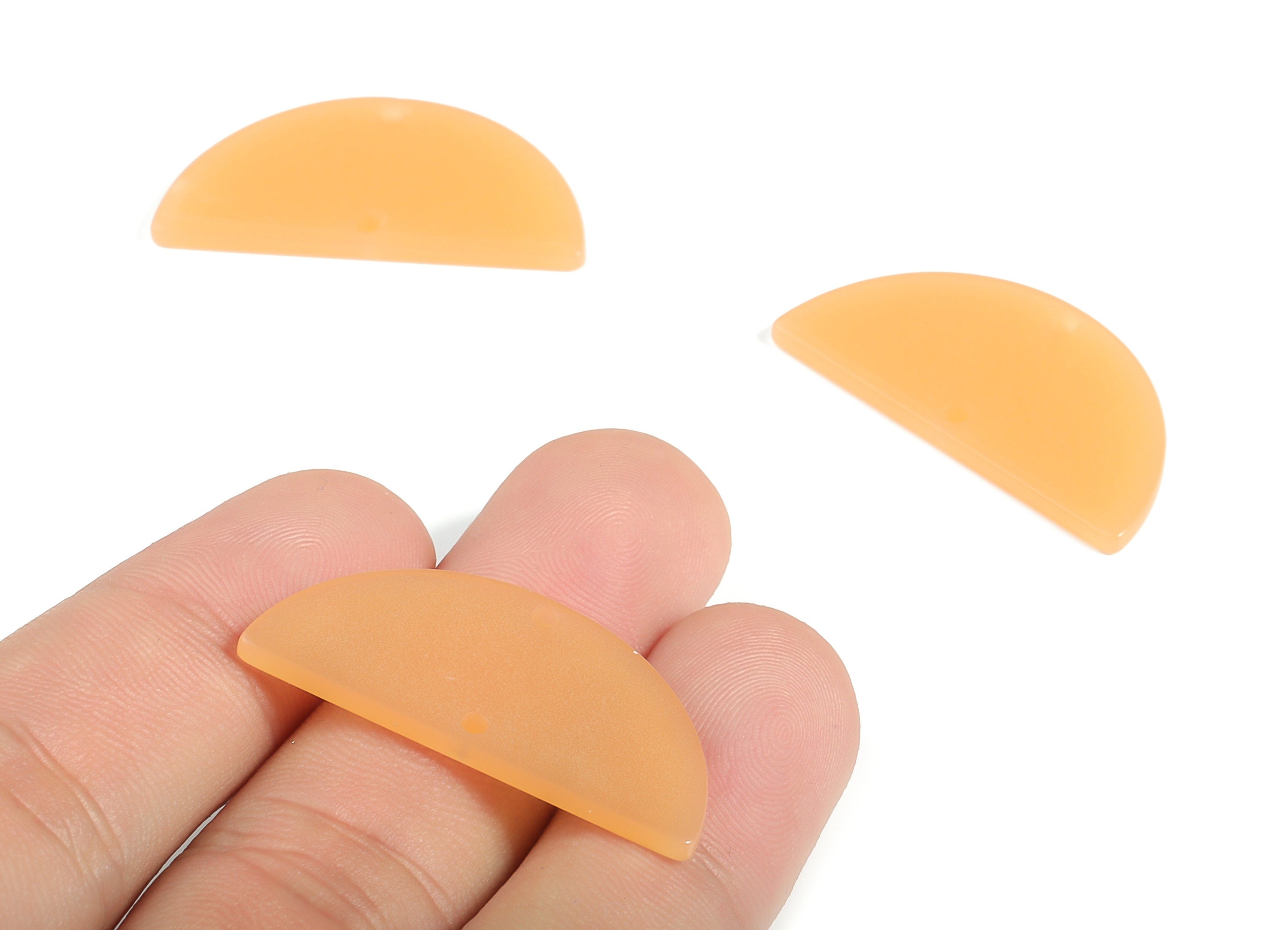 Acrylic Semicircle Earring Connectors - Acrylic Half Moon Charms - 2 Holes - Jewelry Supplies - Color Code:A628 - 34x17x2.2mm - AC1218-A628 - DOMEDBAZAAR