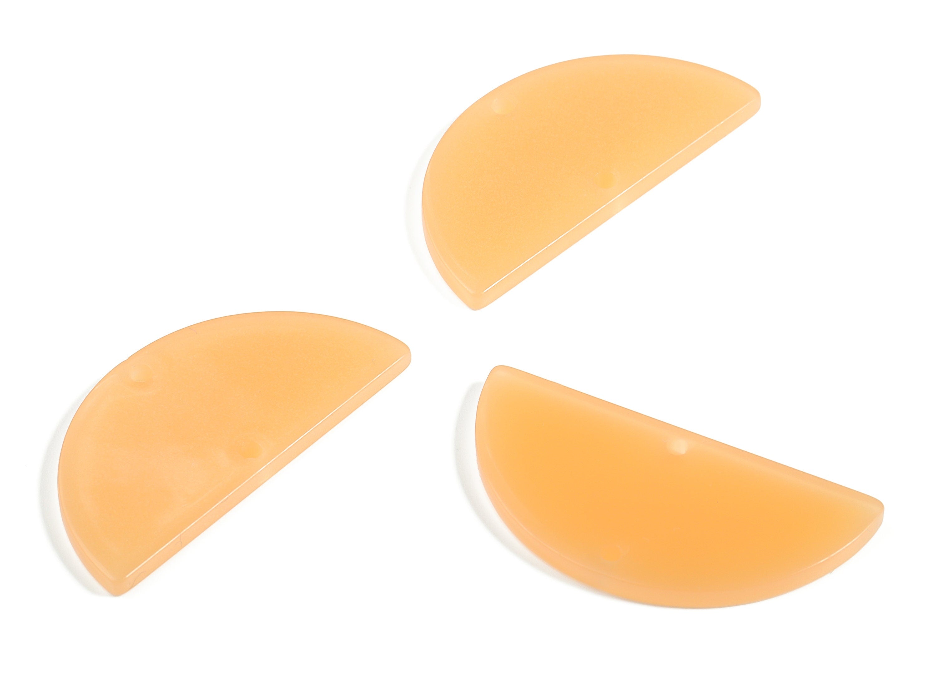 Acrylic Semicircle Earring Connectors - Acrylic Half Moon Charms - 2 Holes - Jewelry Supplies - Color Code:A628 - 34x17x2.2mm - AC1218-A628 - DOMEDBAZAAR