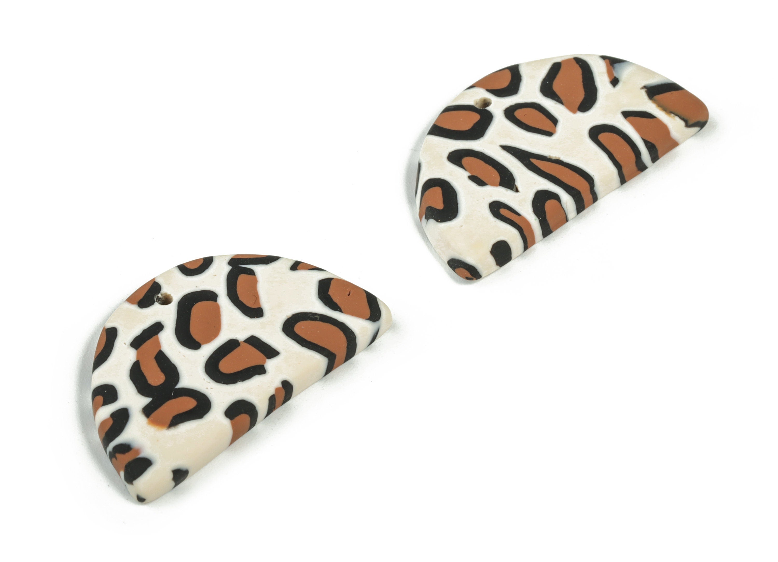 PolymerClay Half Moon Earring Charms - PolymerClay Semicircle Pandant - Earring Findings - Jewelry Handmade - 33.28x18.77x3.58mm - PC2286A - DOMEDBAZAAR