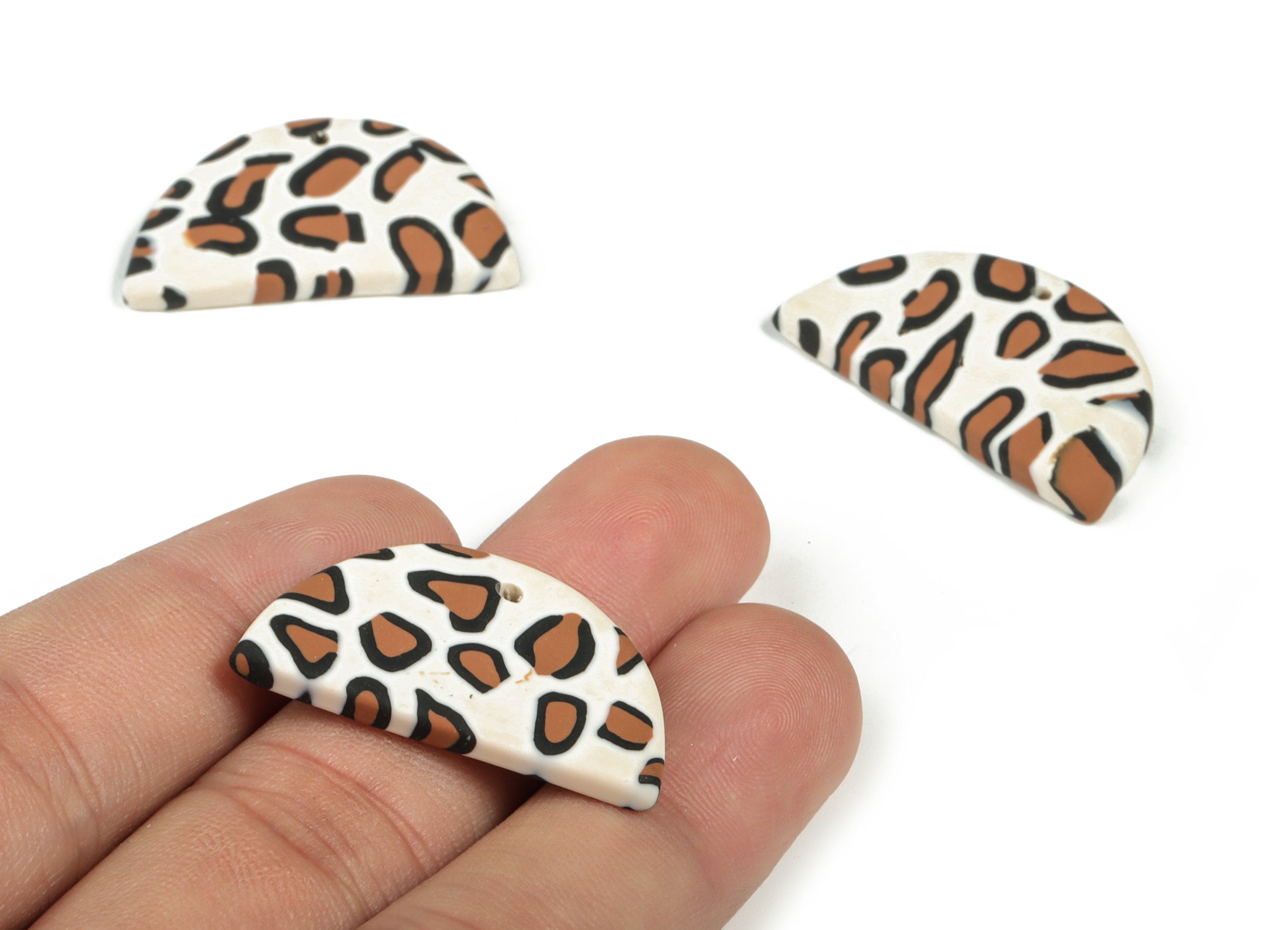 PolymerClay Half Moon Earring Charms - PolymerClay Semicircle Pandant - Earring Findings - Jewelry Handmade - 33.28x18.77x3.58mm - PC2286A - DOMEDBAZAAR