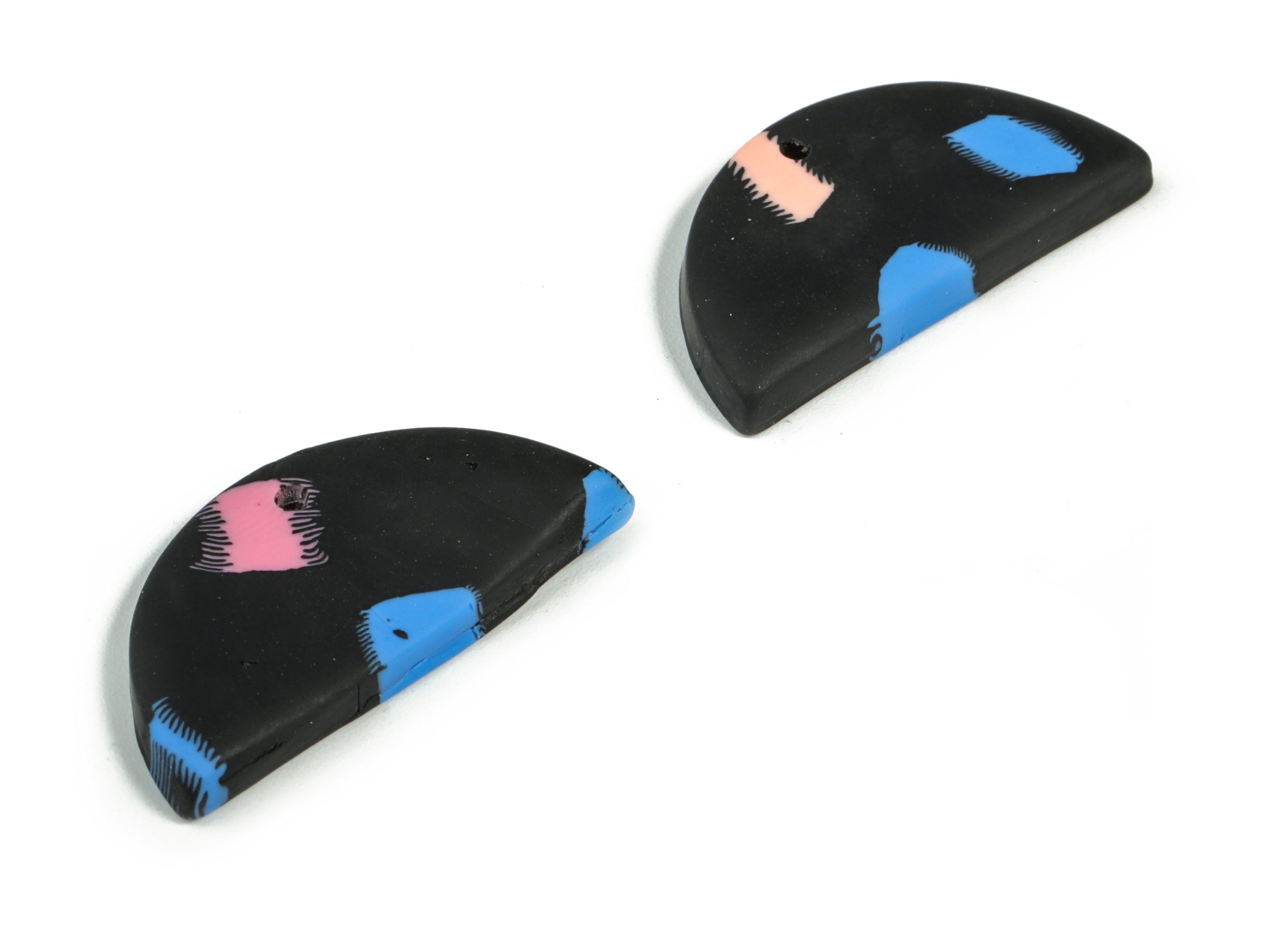 PolymerClay Half Moon Earring Charms - PolymerClay Semicircle Pandant - Earring Findings - Jewelry Handmade - 29.61x15.54x3.38mm - PC2288 - DOMEDBAZAAR