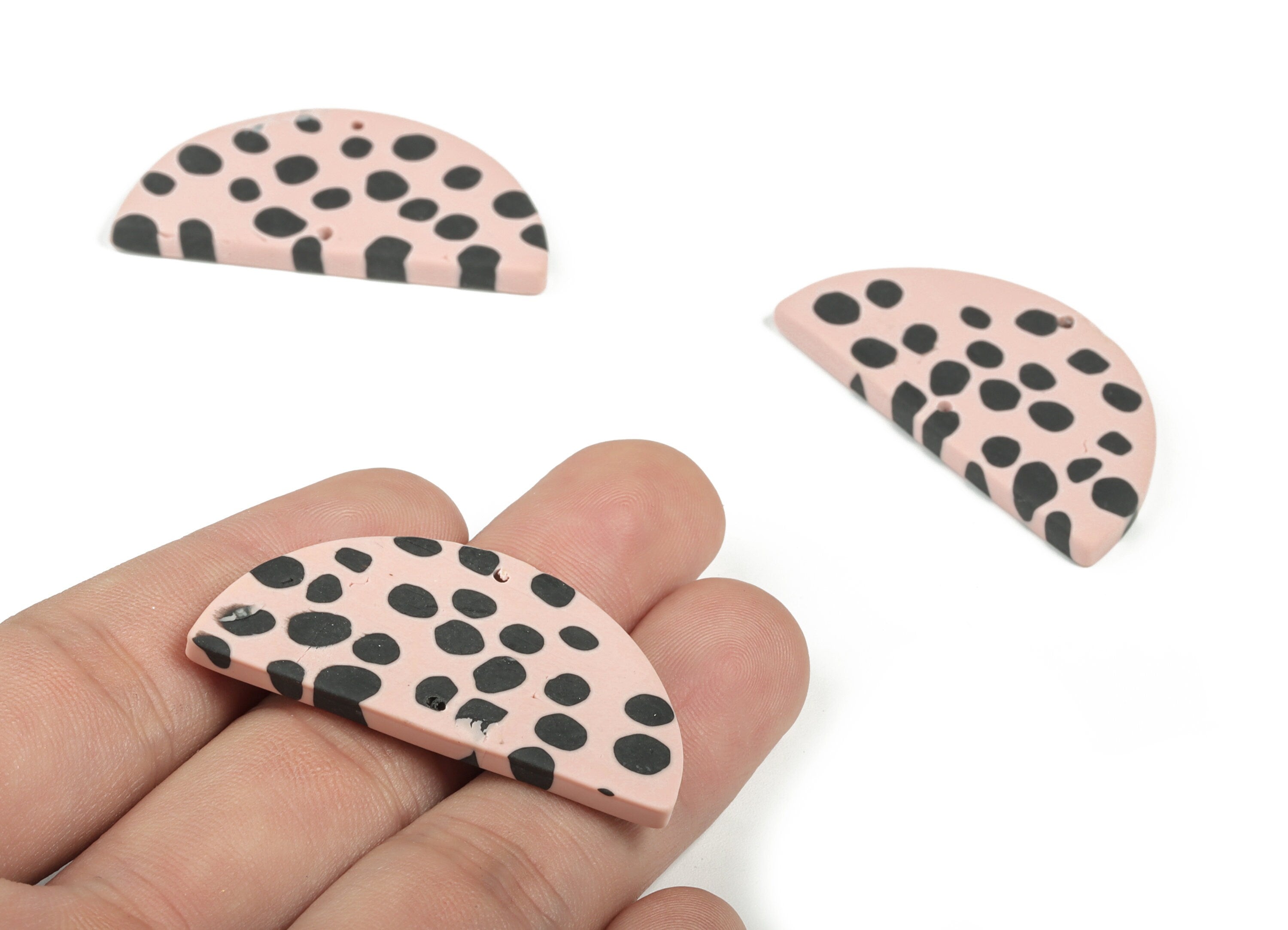 PolymerClay Half Moon Earring Charms - PolymerClay Semicircle Pandant - Earring Findings - Jewelry Handmade - 43.6x22.05x3.92mm - PC2285 - DOMEDBAZAAR