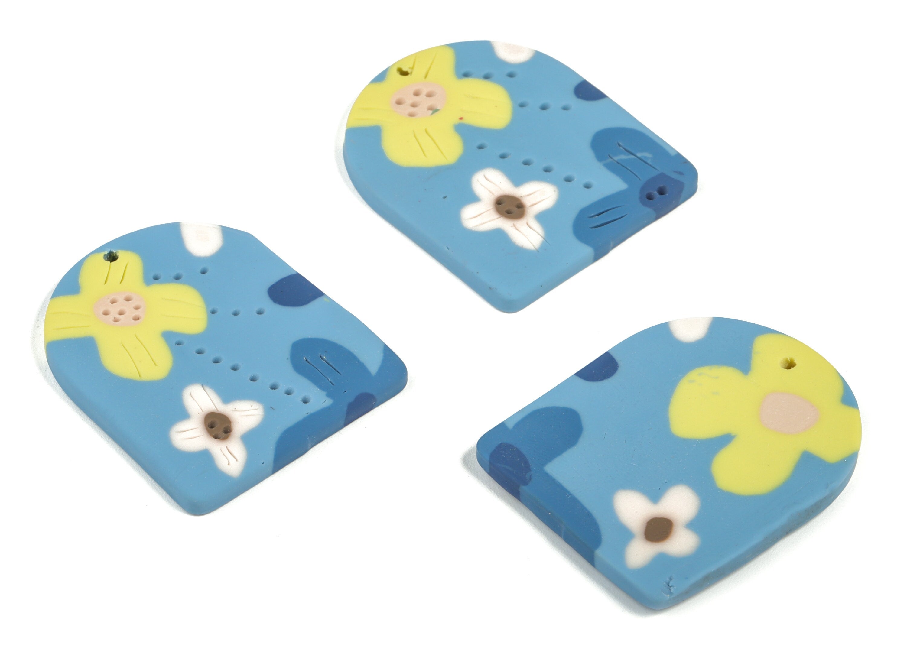 PolymerClay D Flower Earring Charms - PolymerClay D Flower Pandant - Earring Findings - Jewelry Handmade - 36.72x29.93x3.73mm - PC2273 - DOMEDBAZAAR