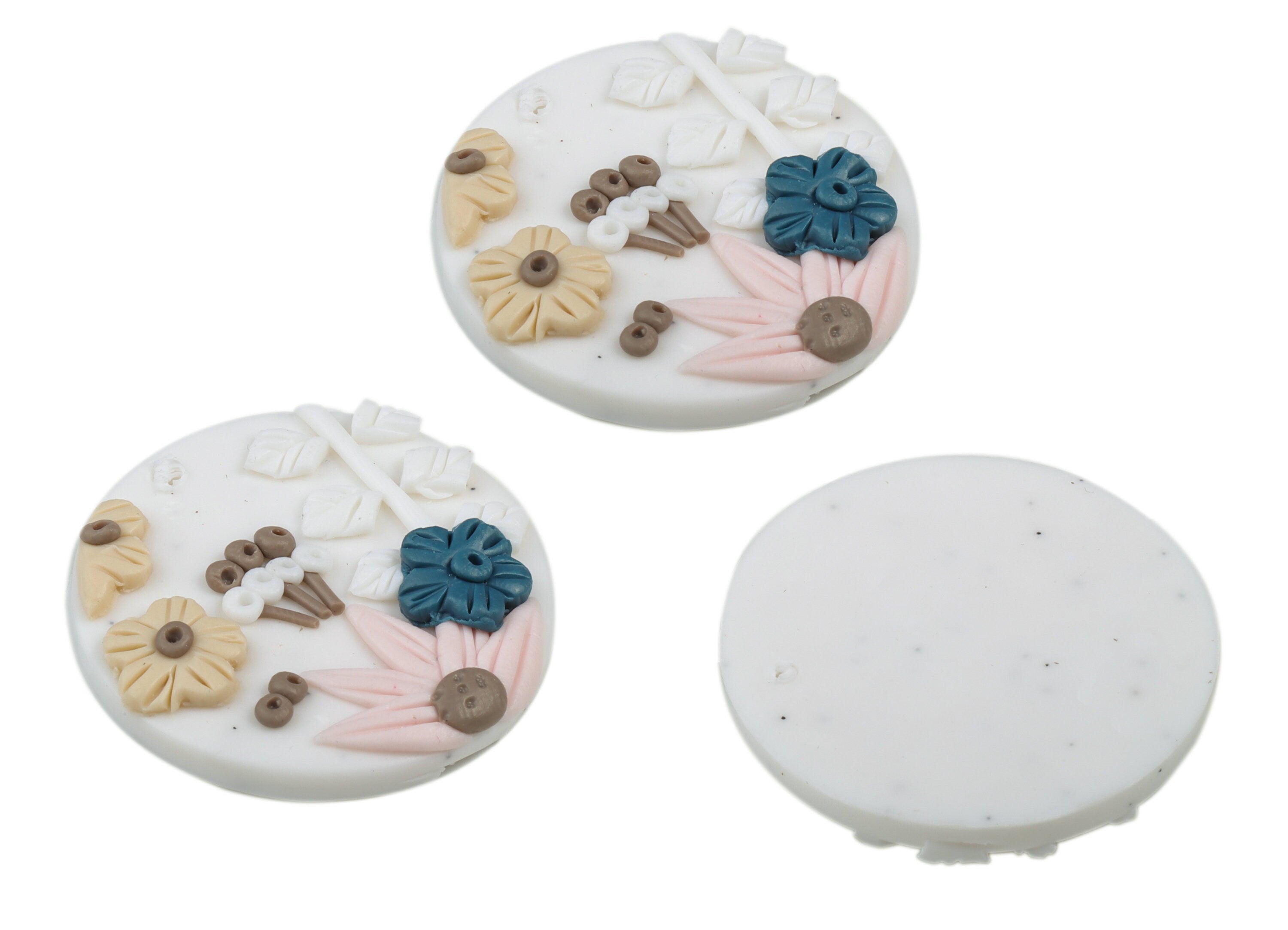 Polymer-Clay Round Flower Earring Charms - Polymer-Clay Circle Flower Pendant - Earring Findings - Jewelry Handmade - 33.15x33x6mm - PC2270C - DOMEDBAZAAR