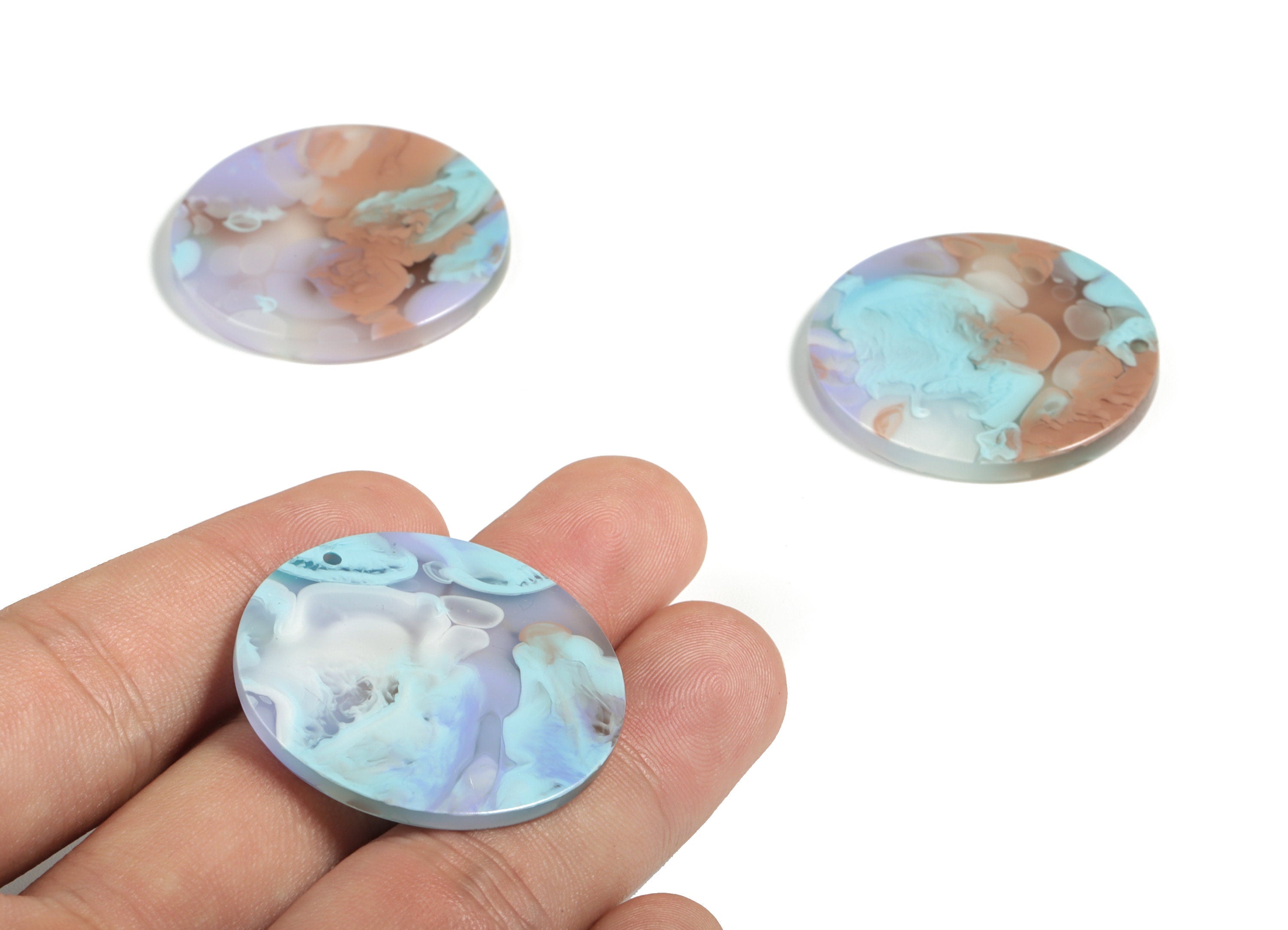 Acrylic Round Charms - Coin Earrings and Pendant - Jewelry Making Supplies - Color Code: A584 - 34.68x34.68x3.23mm - AC1135-A584 - DOMEDBAZAAR