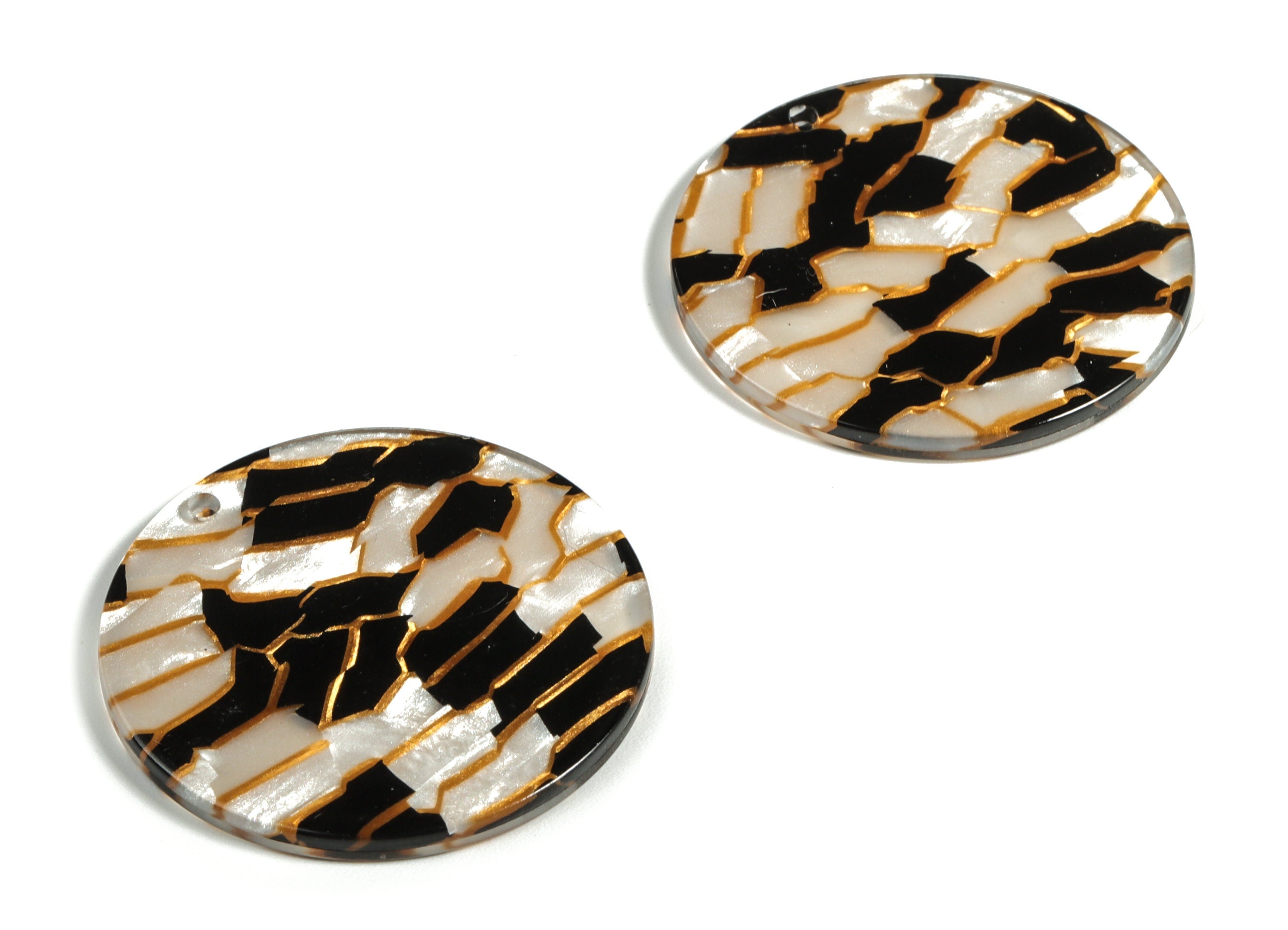 Acetate Round Charms - Coin Earrings and Pendant - Earring Findings - Jewelry Supplys - Color Code: A579 - 34.02x34.02x2.38mm - AC1135-A403 - DOMEDBAZAAR