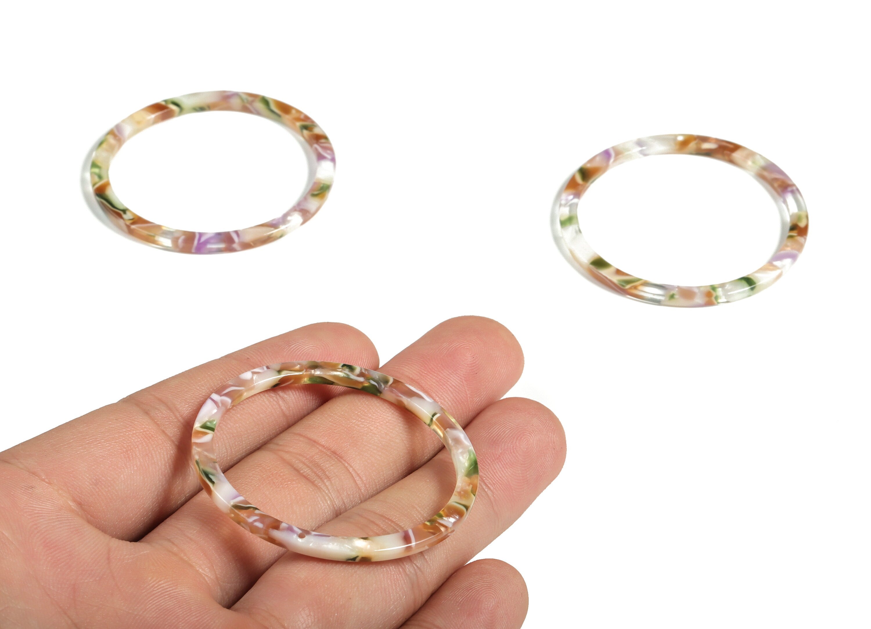 Acetate Circle Charms - Circle Earrings and Pendant - Earring Findings - 1 Hole - Color Code: A537 - 44.52x44.52x2.47mm - AC1126-A537 - DOMEDBAZAAR