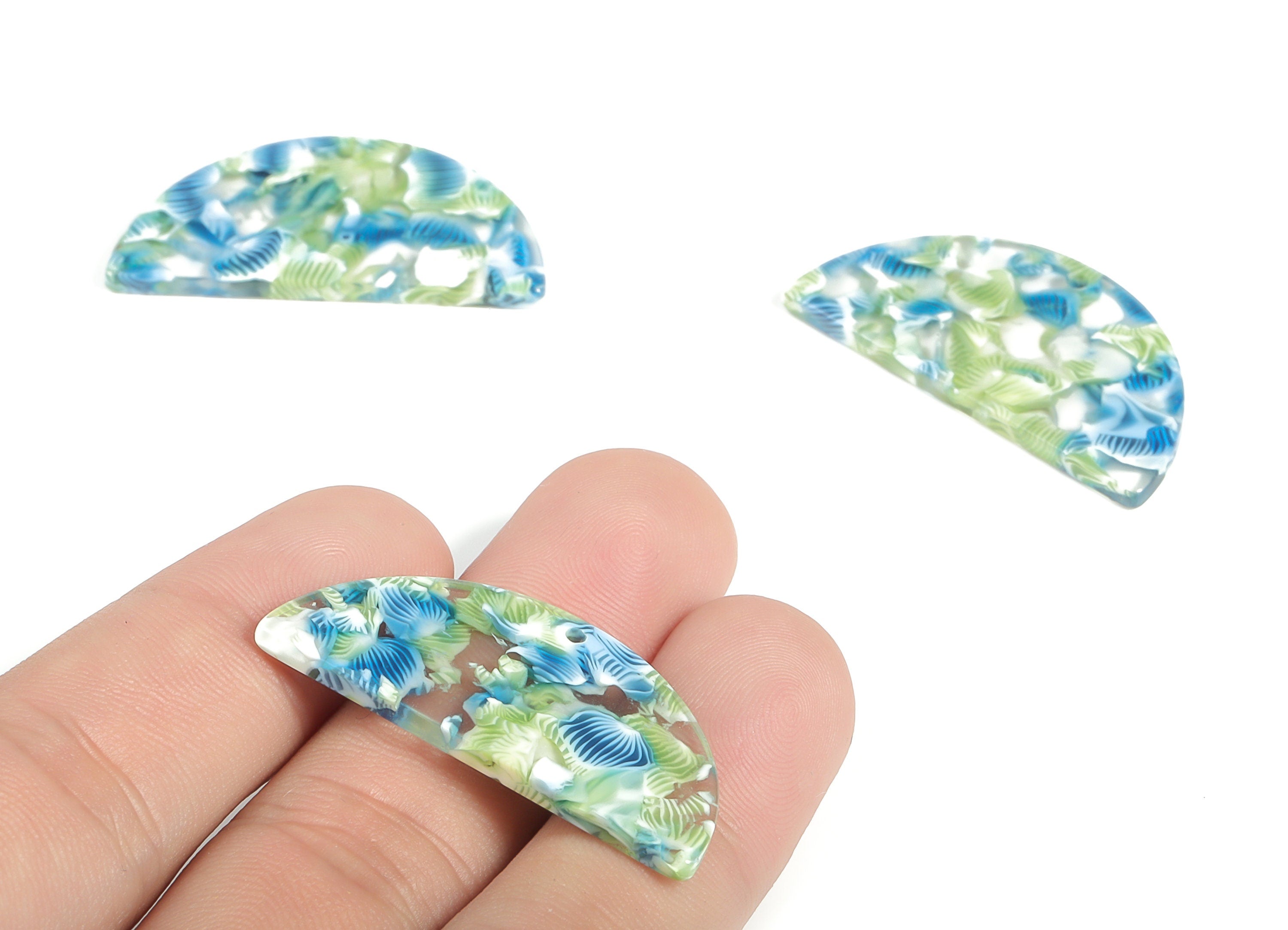 Acetate Semicircle Earring Charms - Acetate Half Moon Pendant - Jewelry Making Supplies - Color Code: A592 - 37.46x18.74x2.5mm - AC2252-A592 - DOMEDBAZAAR