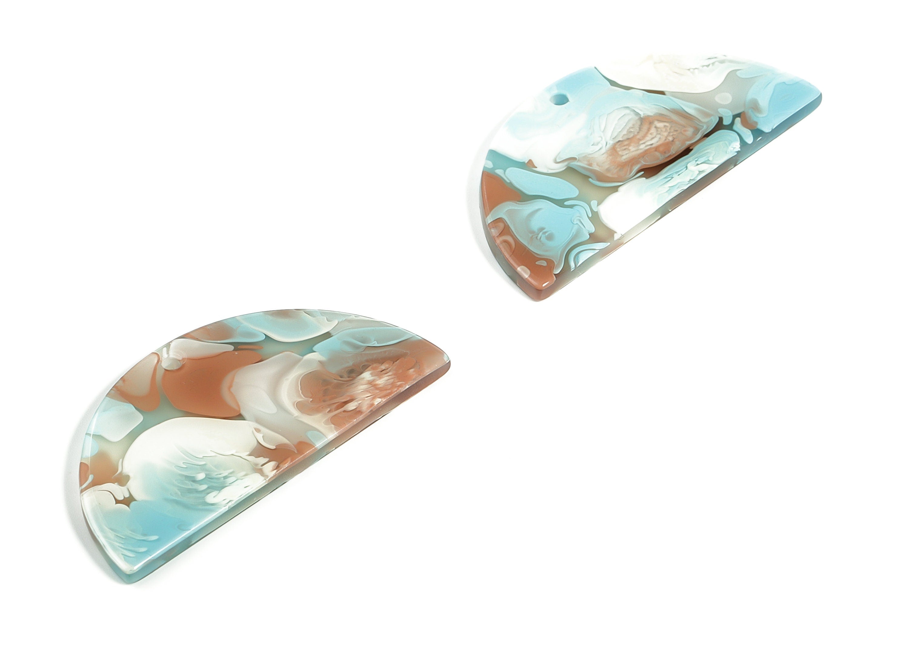 Acrylic Semicircle Earring Charms - Acrylic Half Moon Pendant - Jewelry Making Supplies - Color Code: A585 - 37.44x18.52x2.1mm - AC2252-A585 - DOMEDBAZAAR