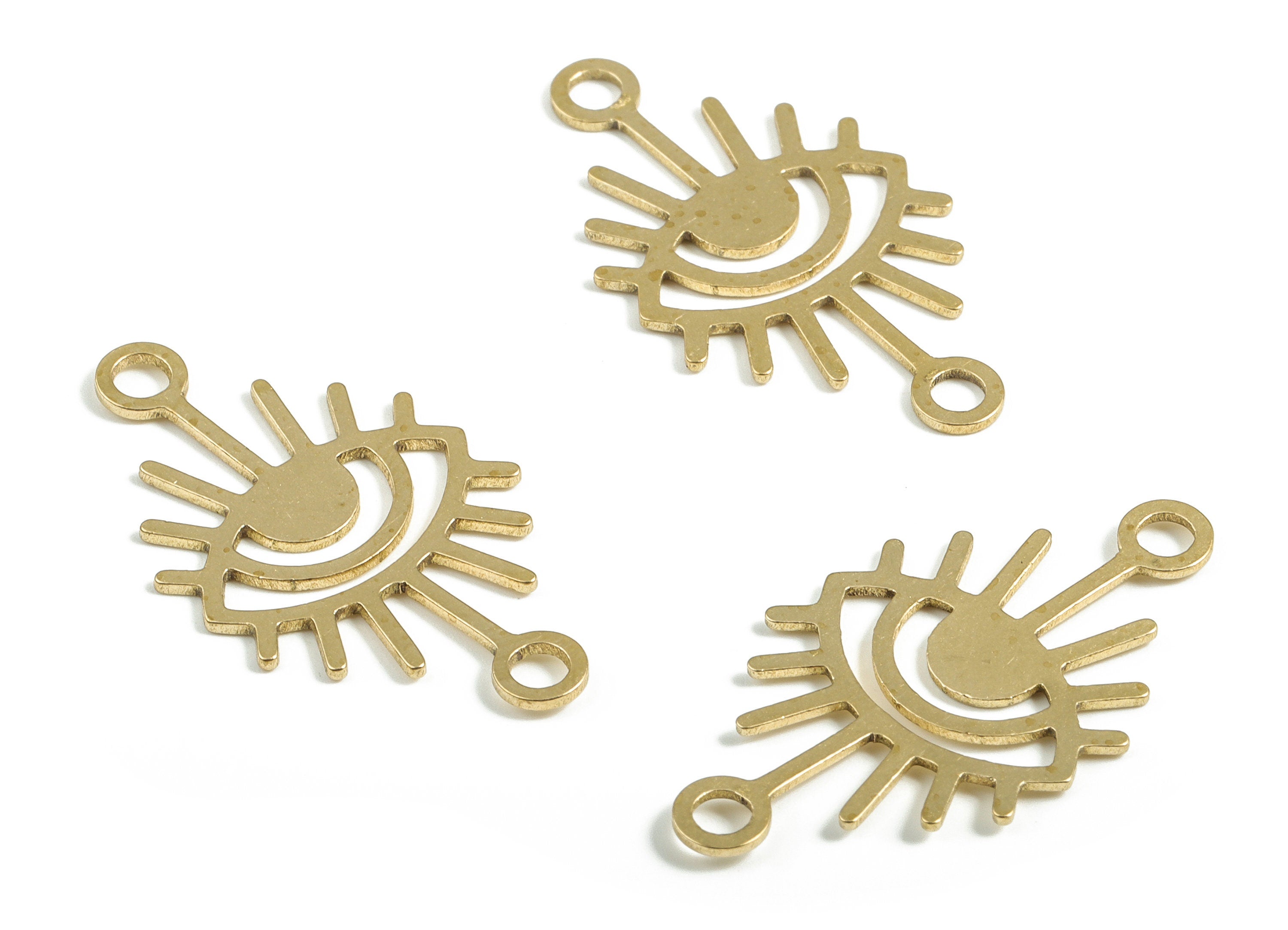 Brass Eye Earring Connector - Raw Brass Eye Charms - Earring Findings - Jewelry Making Supplies - 29.87x16.09x0.69mm - PP3978 - DOMEDBAZAAR