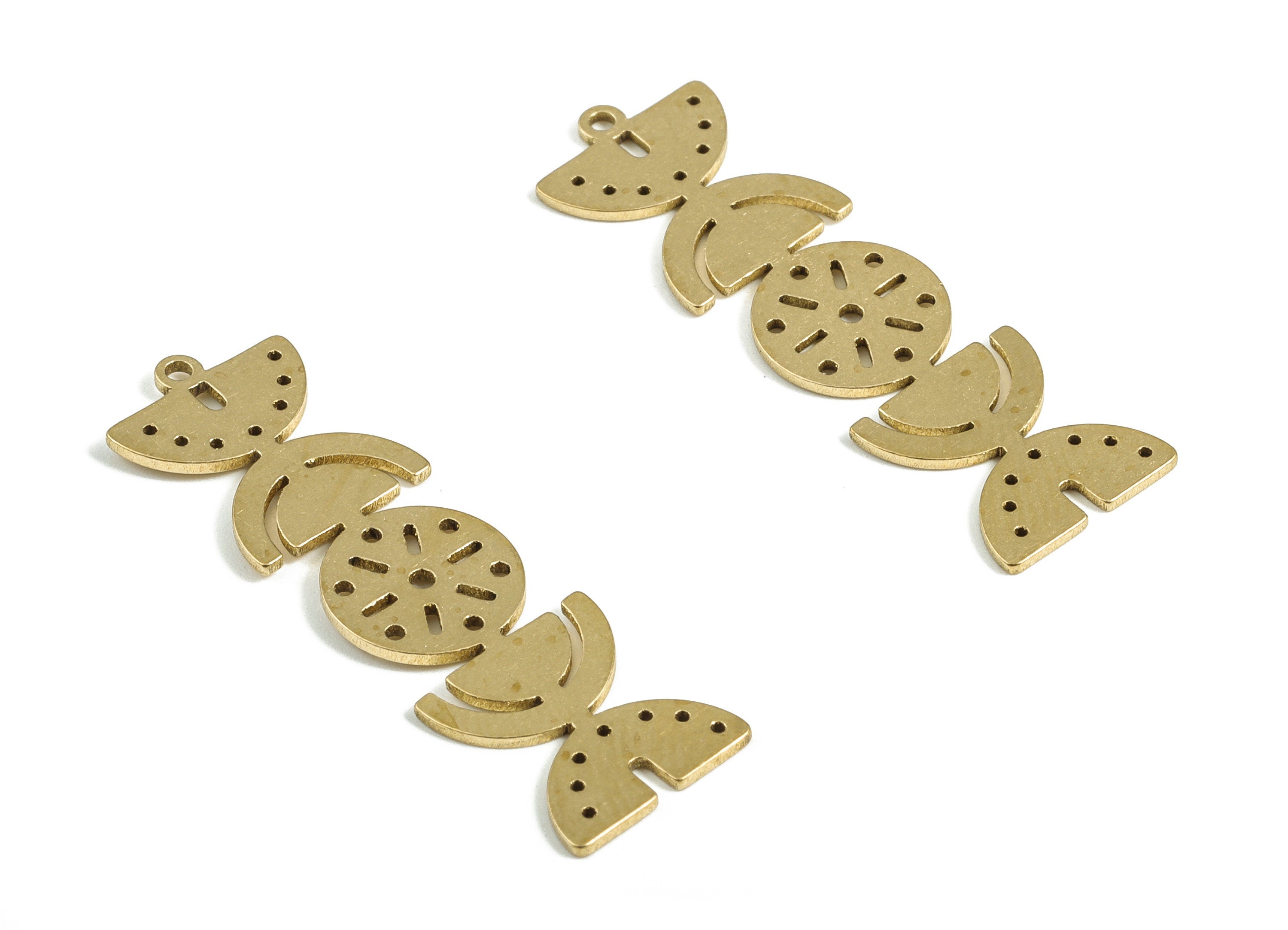 Brass Semicircle Round Pendant - Raw Brass Half Moon Earring Charms - Earring Findings - Jewelry Making Supplies - 33.93x9.73x0.75mm- PP3980 - DOMEDBAZAAR