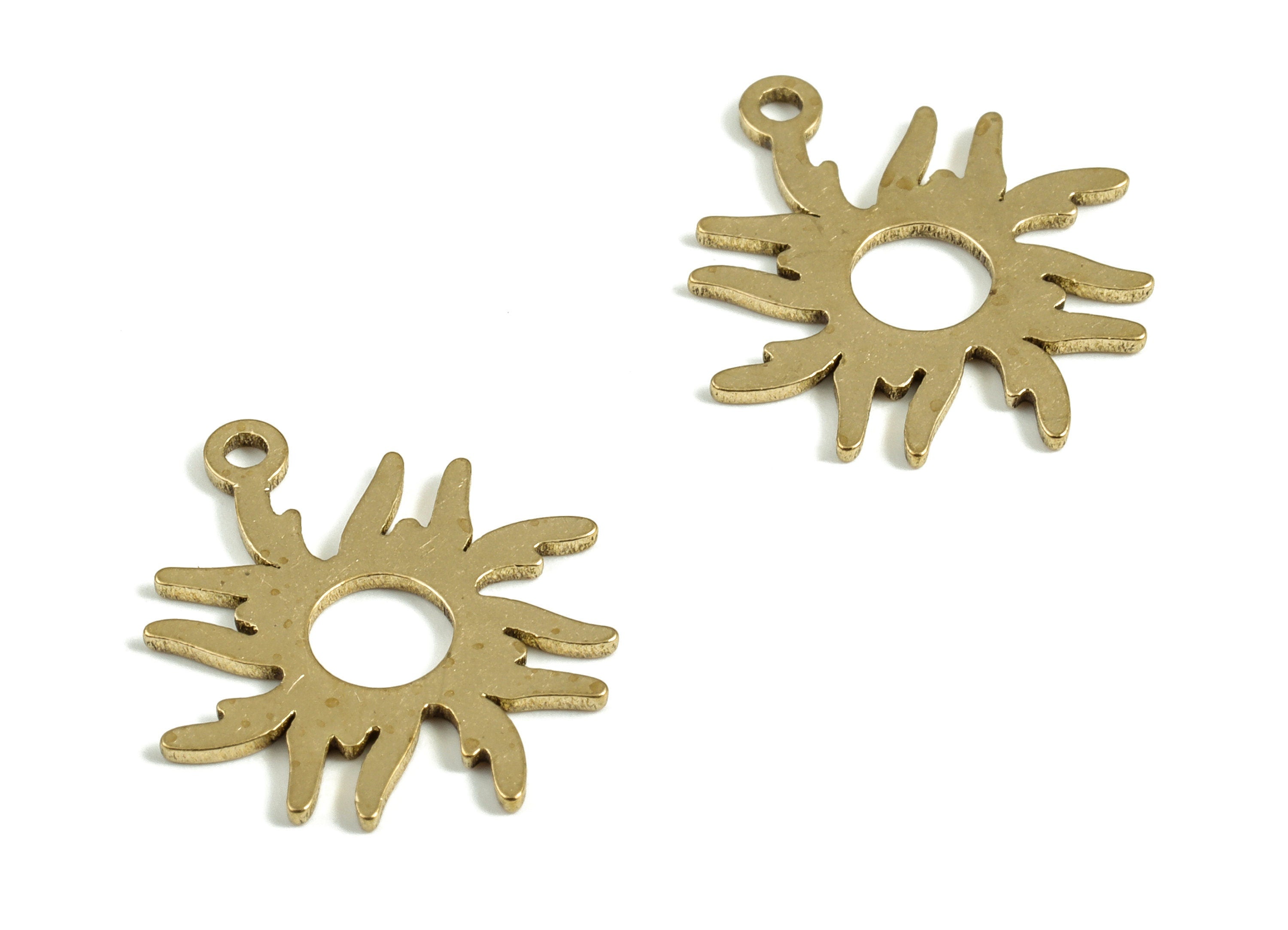 Brass Sun Charms - Raw Brass Sun Shaped Pendant - Earring Findings - Jewelry Making Supplies - 17.92x15.88x0.77mm - PP4001 - DOMEDBAZAAR