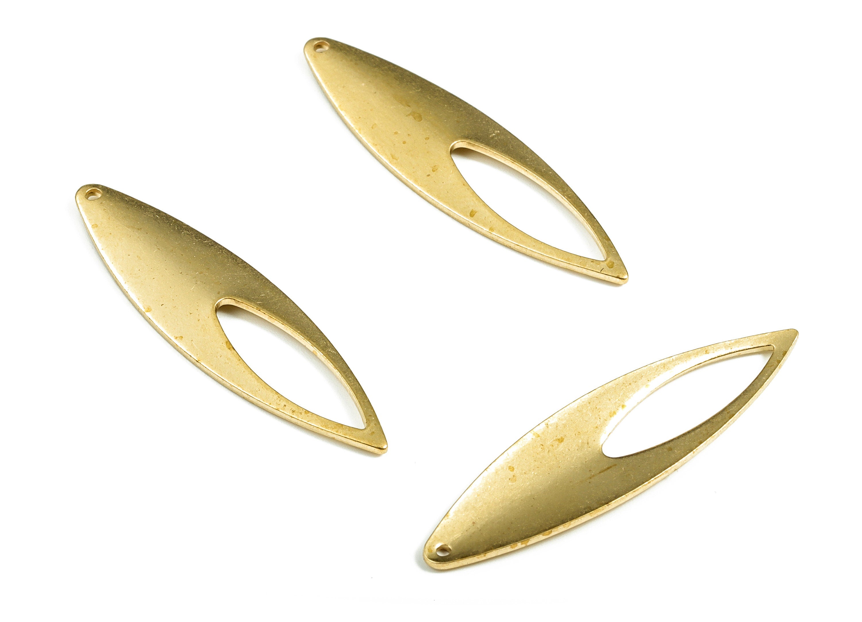 Brass Oval Earring Charms - Raw Brass Oval Pendant - Earring Findings - Jewelry Making Supplies - 37.49x10.06x1.04mm - PP4014 - DOMEDBAZAAR
