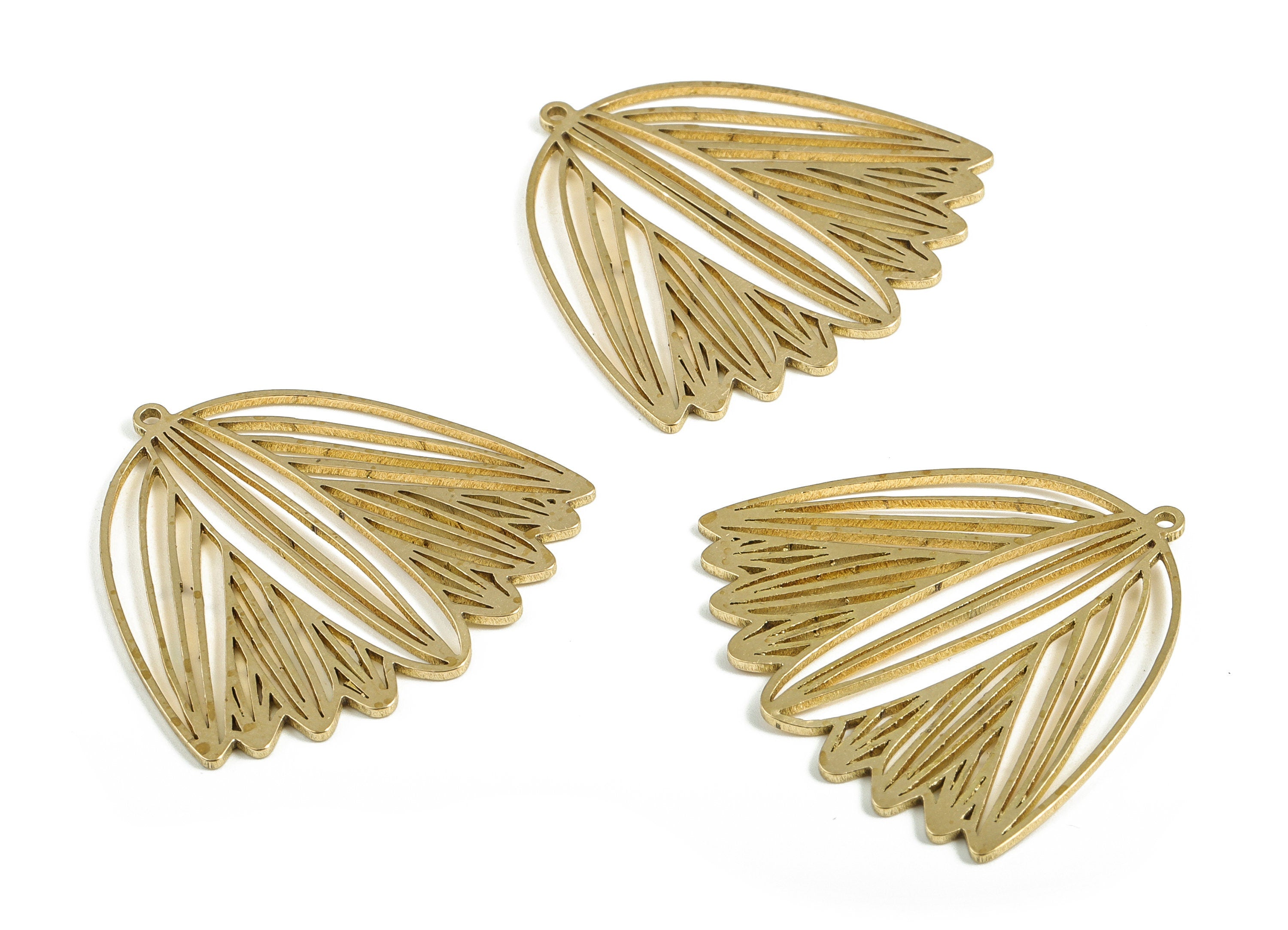 Brass Leaves Earring Charms - Raw Brass Leaves Pendant - Earring Findings - Jewelry Making Supplies - 30.7x28.82x0.95mm - PP4004 - DOMEDBAZAAR