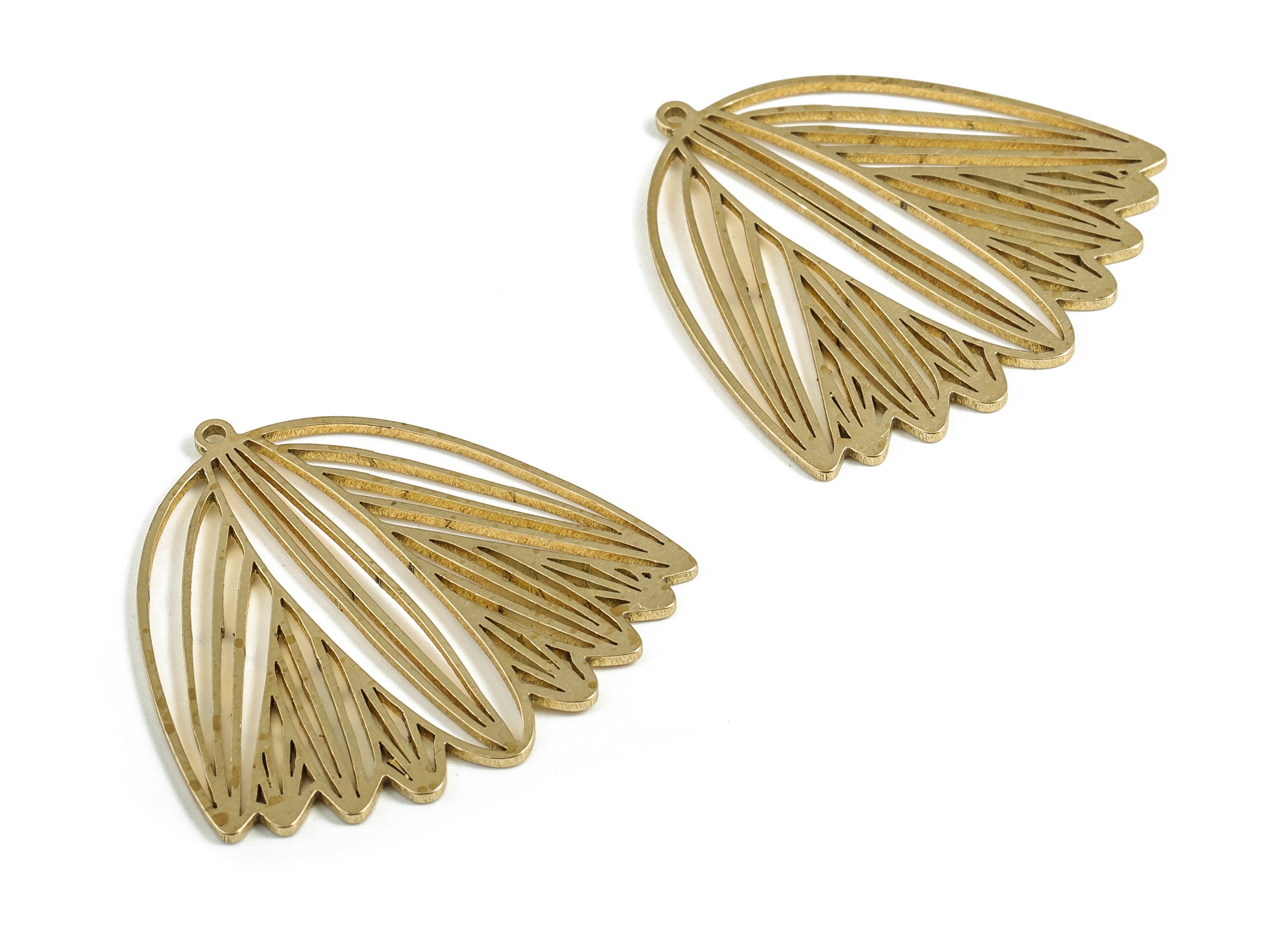 Brass Leaves Earring Charms - Raw Brass Leaves Pendant - Earring Findings - Jewelry Making Supplies - 30.7x28.82x0.95mm - PP4004 - DOMEDBAZAAR