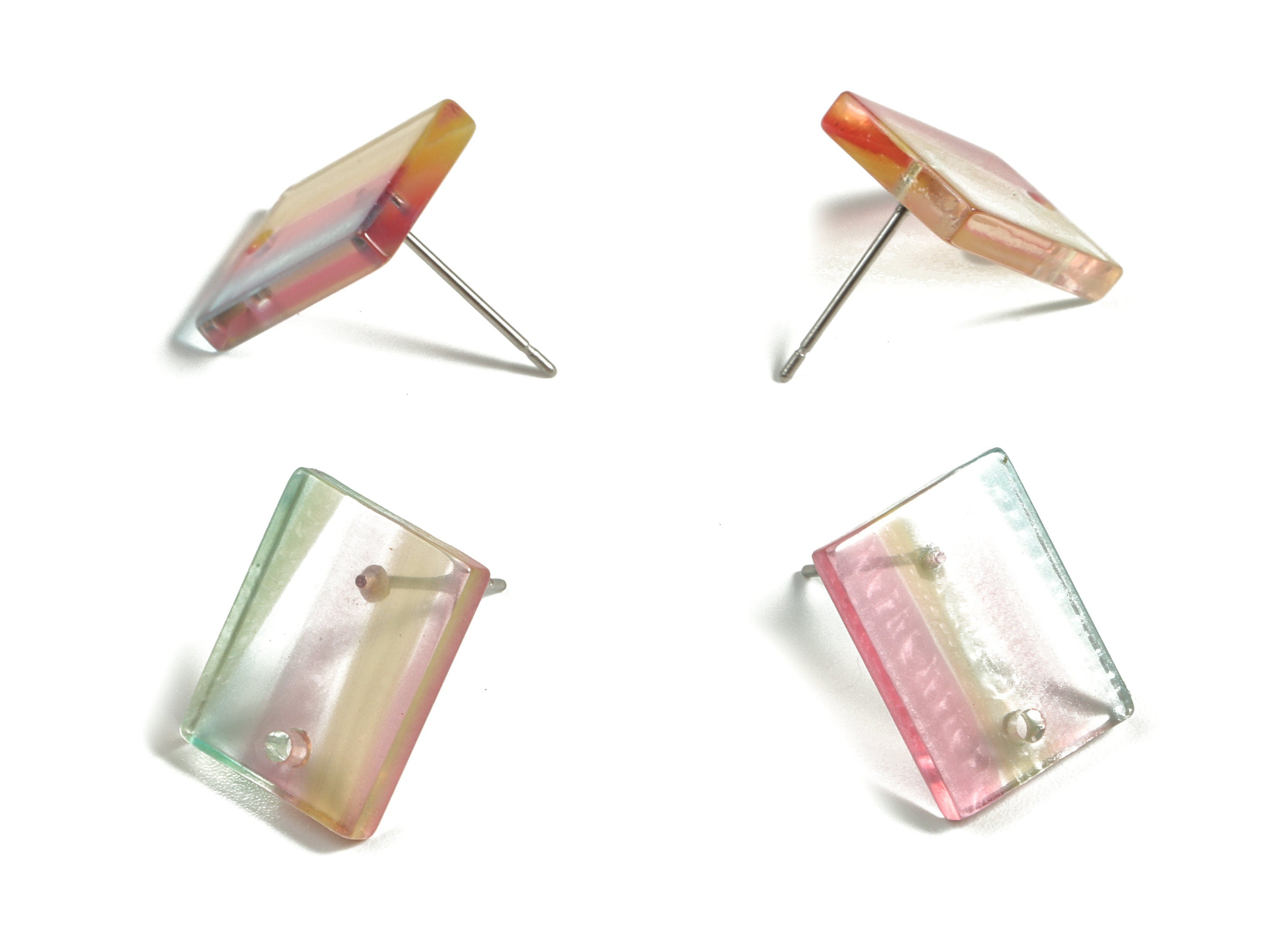 Acetate Rectangle Earring Stud - Rectangle Earring Post - Surgical Stud - Jewelry Supplies - Color Code: A525 - 15.5x11.8x2mm - AC1663-A553 - DOMEDBAZAAR