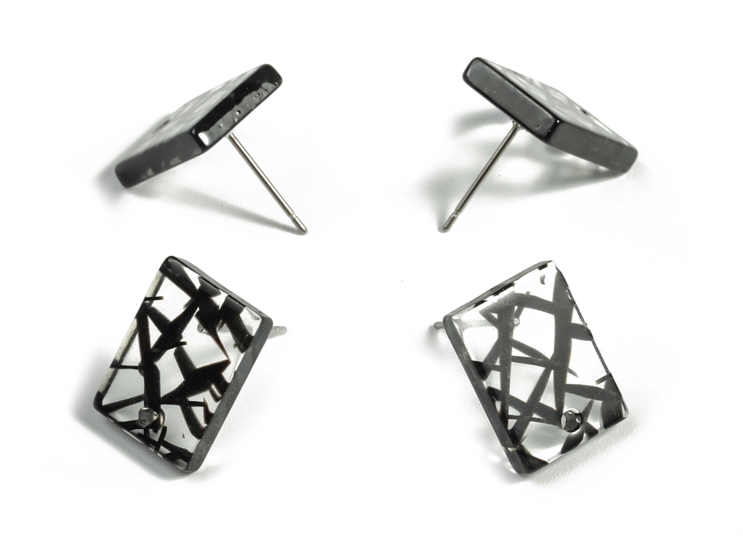 Acetate Rectangle Earring Stud - Rectangle Earring Post - Surgical Stud - Jewelry Supplies - Color Code: A525 - 15.5x11.8x2mm - AC1663-A591 - DOMEDBAZAAR