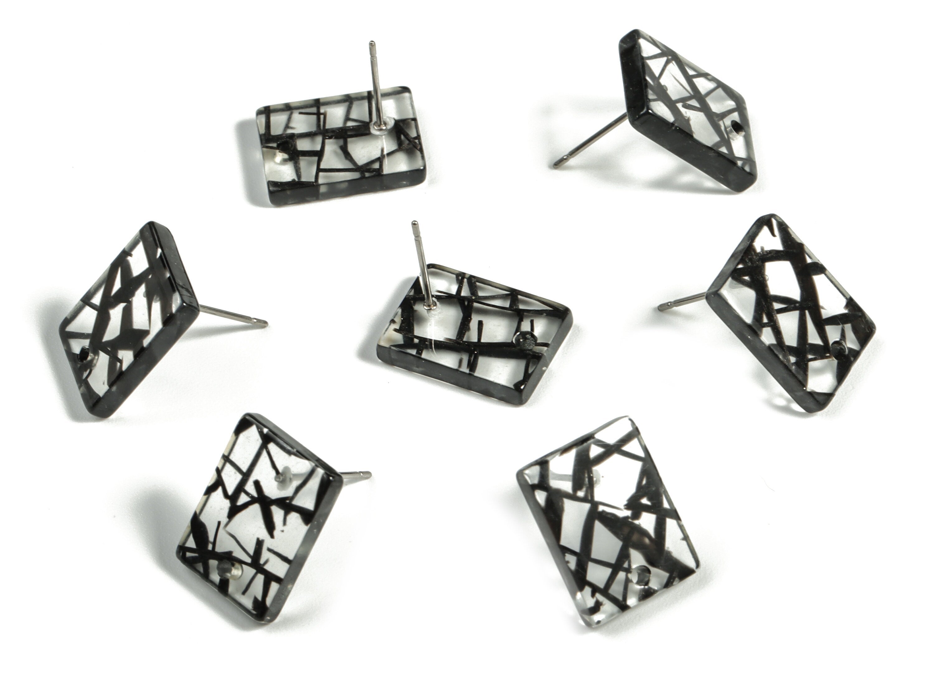 Acetate Rectangle Earring Stud - Rectangle Earring Post - Surgical Stud - Jewelry Supplies - Color Code: A525 - 15.5x11.8x2mm - AC1663-A591 - DOMEDBAZAAR