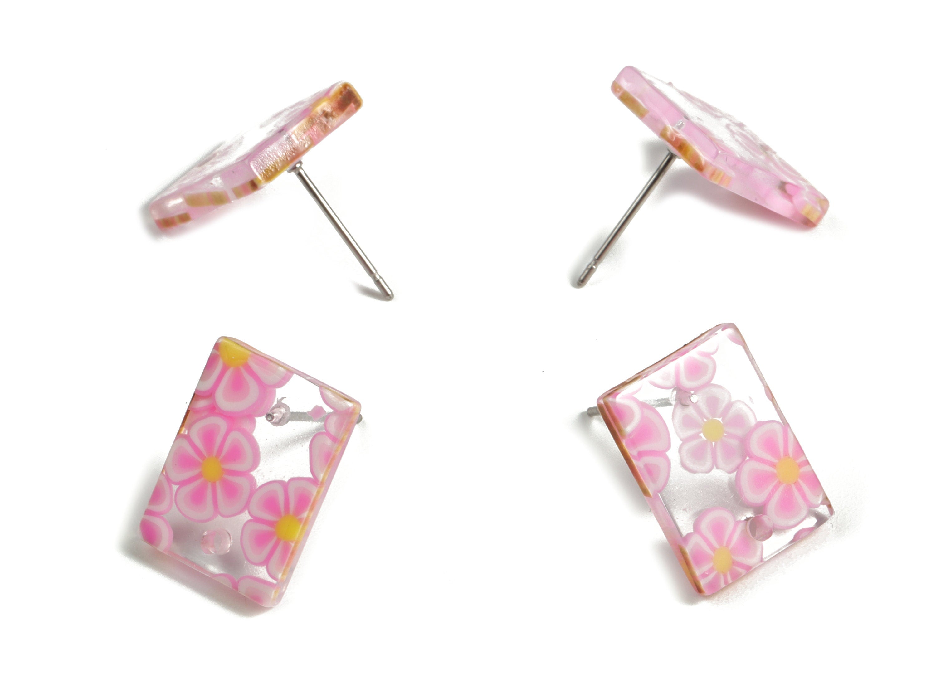 Acetate Rectangle Earring Stud - Rectangle Earring Post - Surgical Stud - Jewelry Supplies - Color Code: A525 - 15.5x11.8x2mm - AC1663-A589 - DOMEDBAZAAR
