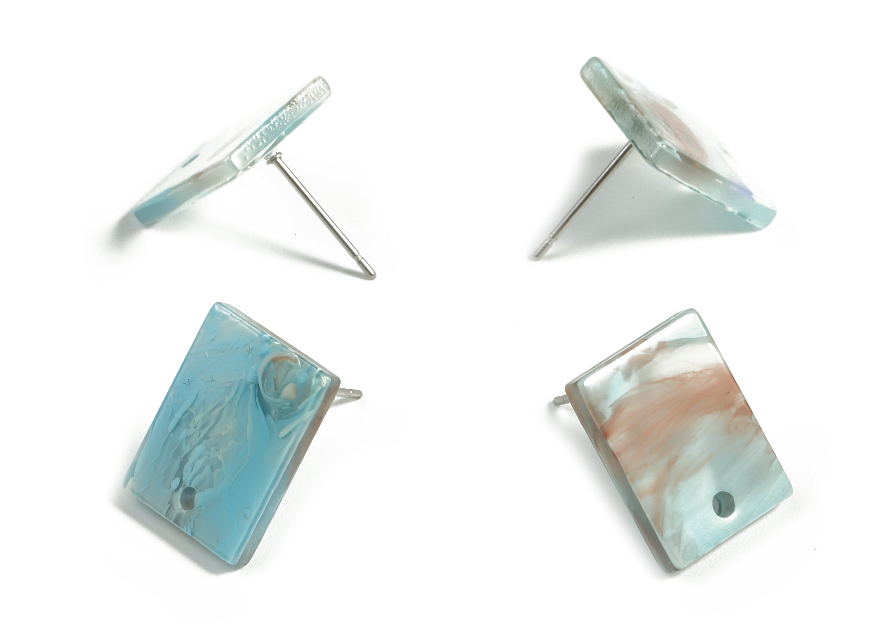 Acetate Rectangle Earring Stud - Rectangle Earring Post - Surgical Stud - Jewelry Supplies - Color Code: A525 - 15.5x11.8x2mm - AC1663-A585 - DOMEDBAZAAR