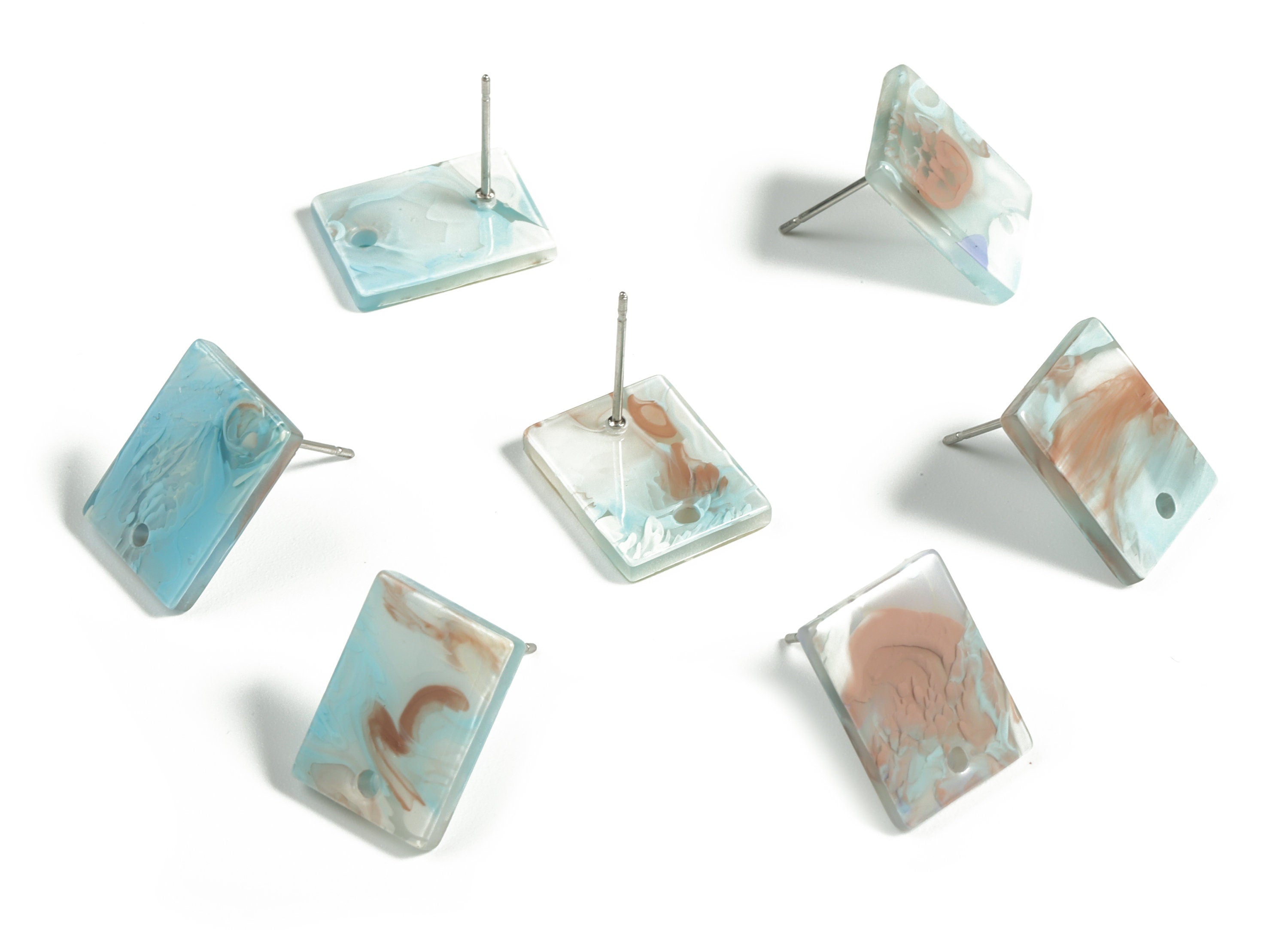 Acetate Rectangle Earring Stud - Rectangle Earring Post - Surgical Stud - Jewelry Supplies - Color Code: A525 - 15.5x11.8x2mm - AC1663-A585 - DOMEDBAZAAR