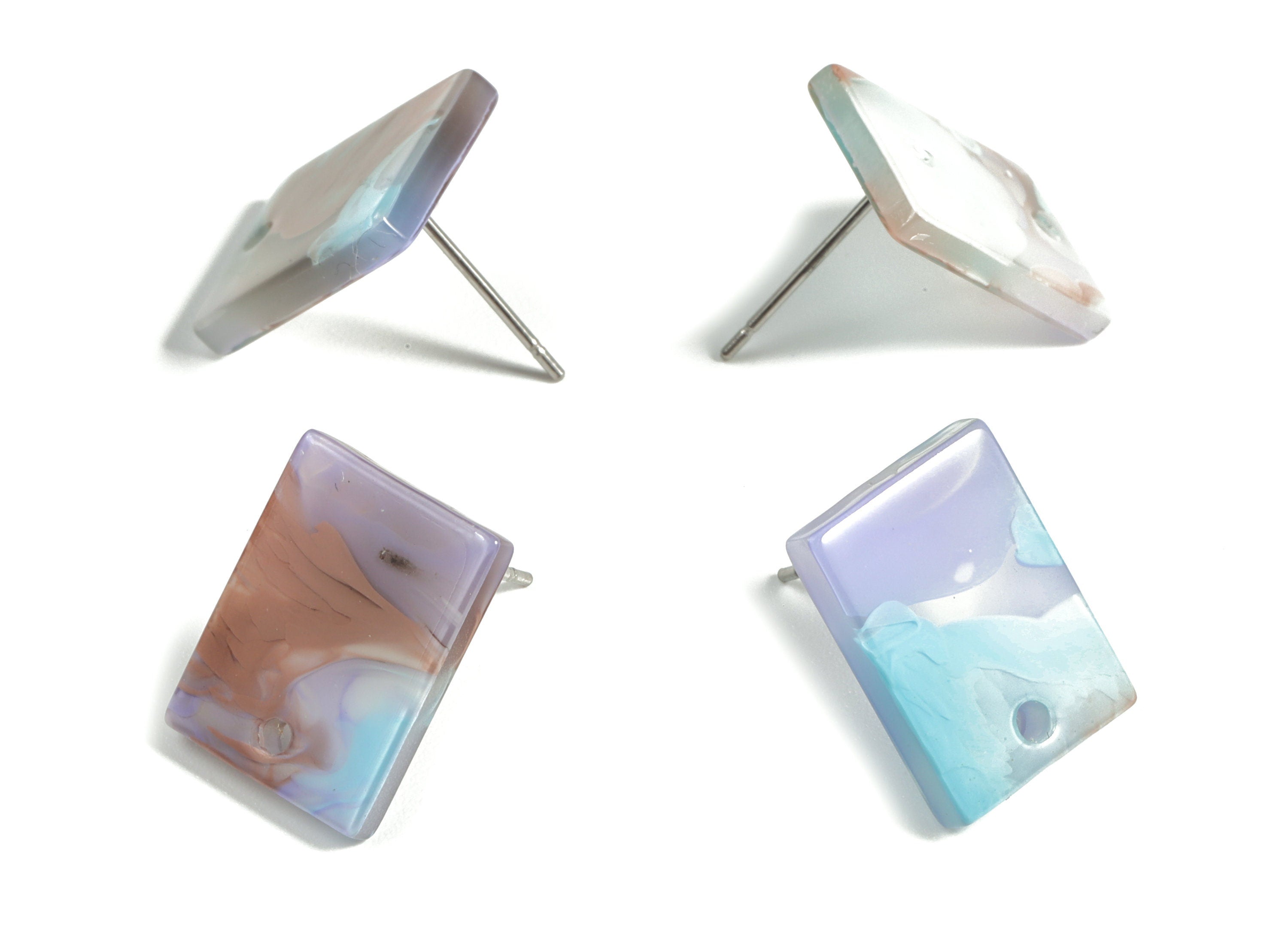 Acetate Rectangle Earring Stud - Rectangle Earring Post - Surgical Stud - Jewelry Supplies - Color Code: A525 - 15.5x11.8x2mm - AC1663-A584 - DOMEDBAZAAR