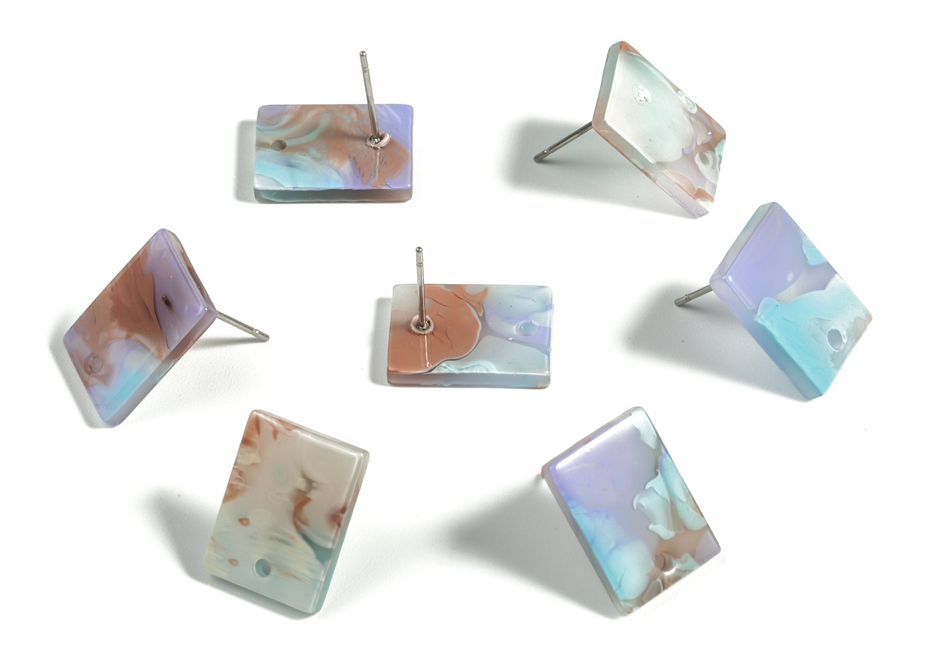 Acetate Rectangle Earring Stud - Rectangle Earring Post - Surgical Stud - Jewelry Supplies - Color Code: A525 - 15.5x11.8x2mm - AC1663-A584 - DOMEDBAZAAR