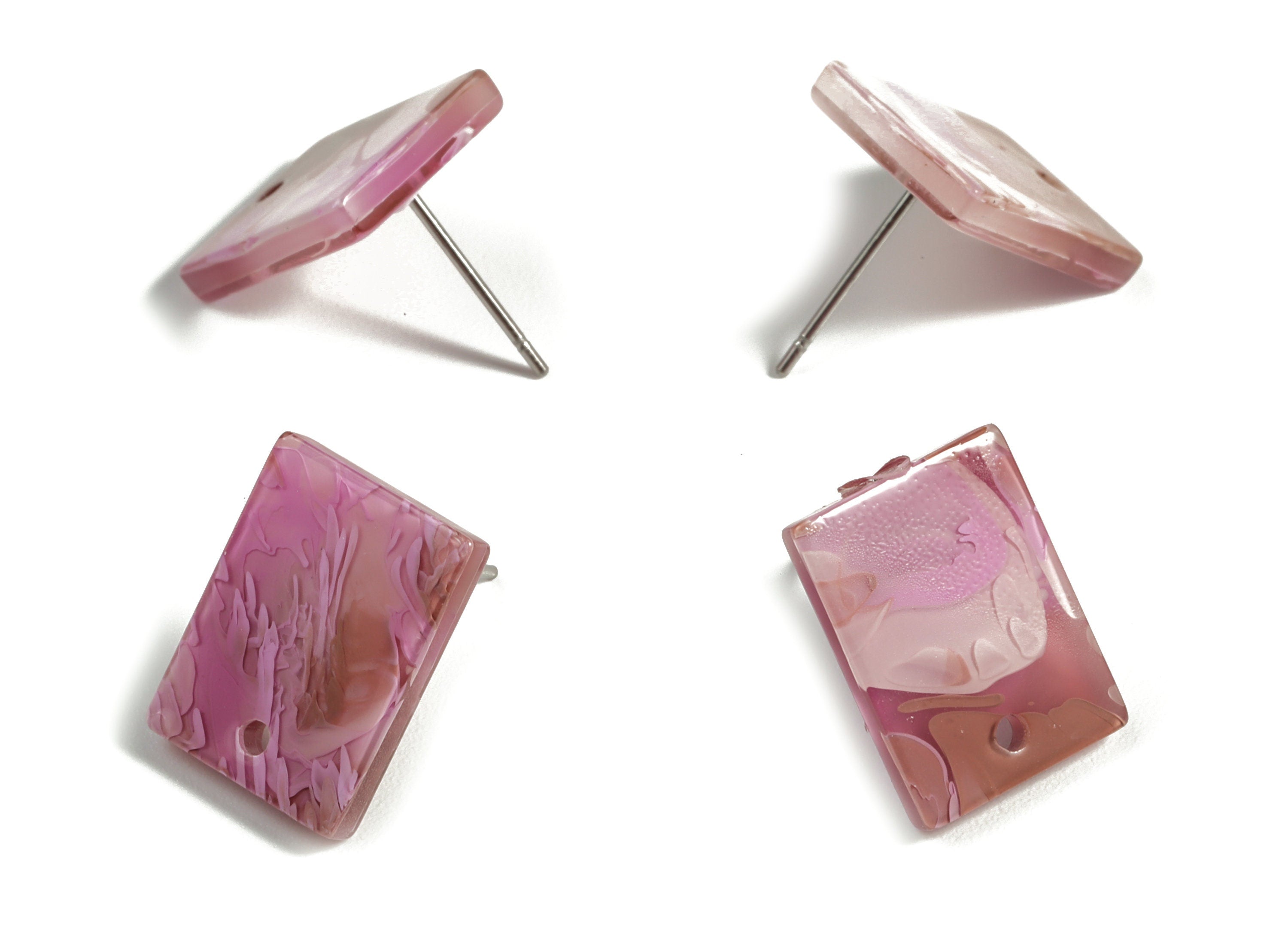 Acetate Rectangle Earring Stud - Rectangle Earring Post - Surgical Stud - Jewelry Supplies - Color Code: A525 - 15.5x11.8x2mm - AC1663-A582 - DOMEDBAZAAR