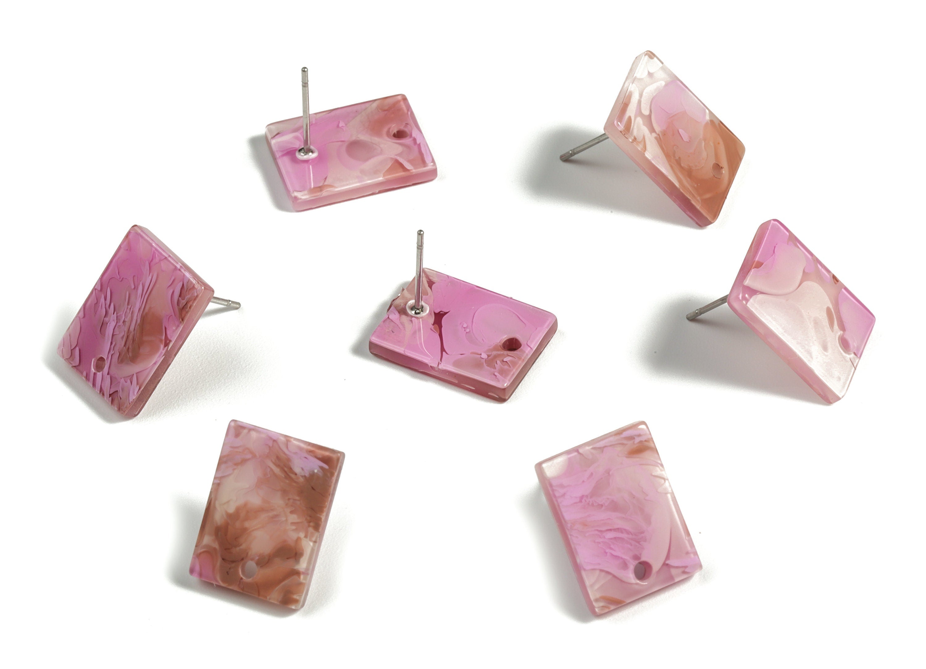 Acetate Rectangle Earring Stud - Rectangle Earring Post - Surgical Stud - Jewelry Supplies - Color Code: A525 - 15.5x11.8x2mm - AC1663-A582 - DOMEDBAZAAR