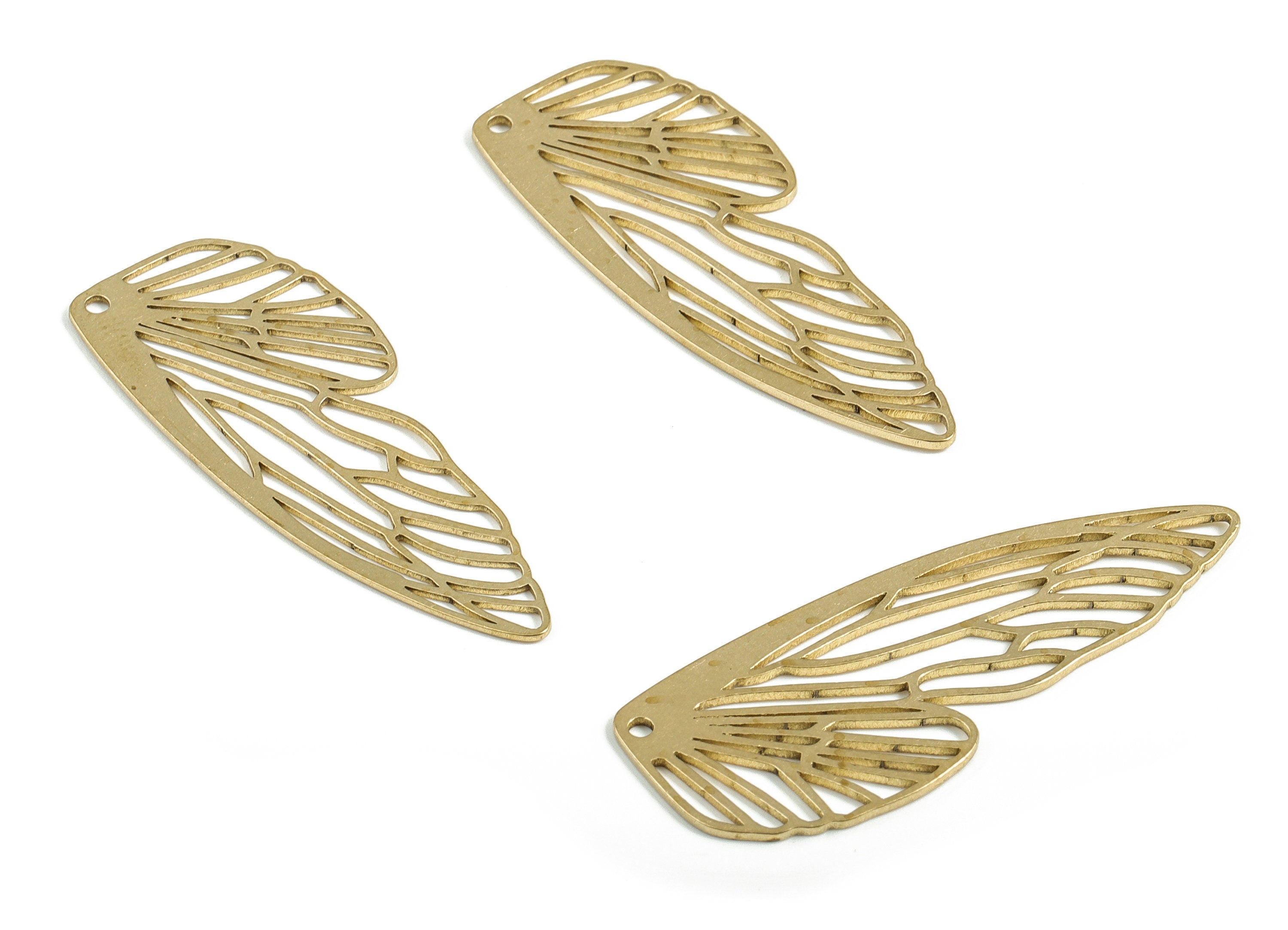 Brass Dragonfly Wing Charm - Raw Brass Dragonfly Wing Pendant – DIY Dragonfly Wing Earrings - Jewelry Supplies - 41.6x16.2x0.81mm - PP4005 - DOMEDBAZAAR